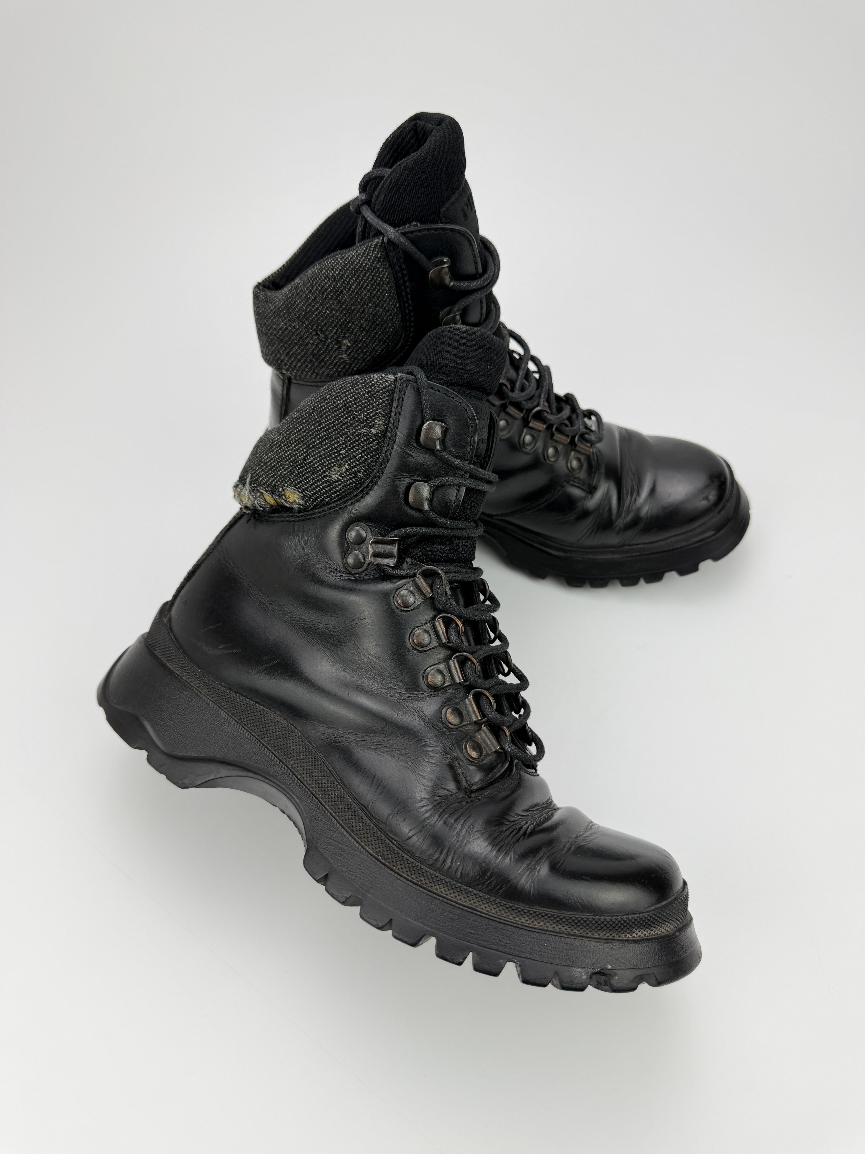 Prada Vintage Prada Vibram Heavy Leather Military Ankle Boots Size US 6 / IT 36 - 2 Thumbnail