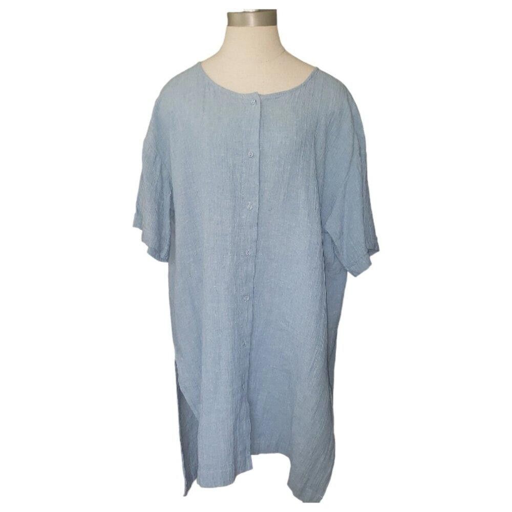 Designer CT329 Poetry Blue Short Sleeve Ladies Tunic 10 Size L / US 10 / IT 46 - 1 Thumbnail