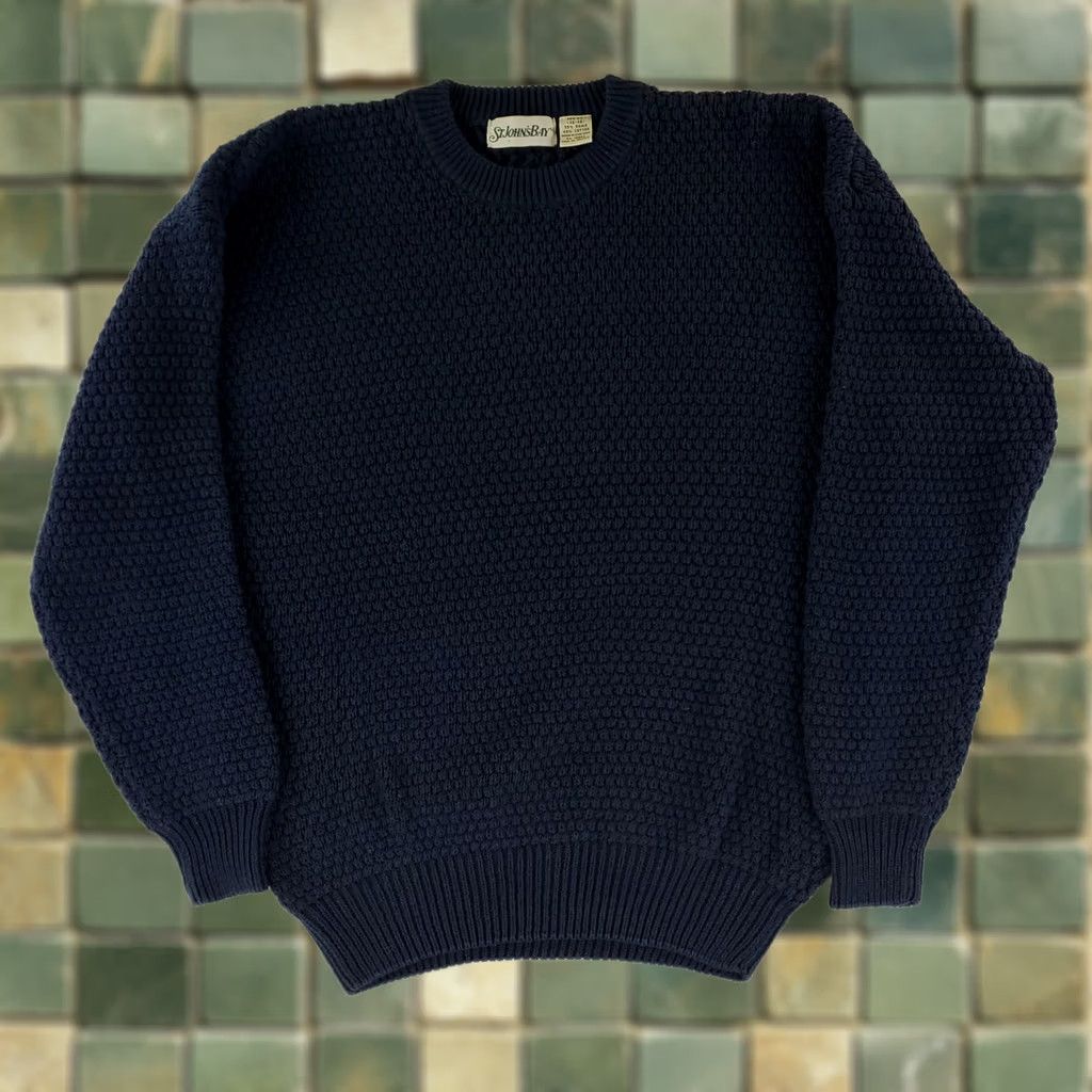 Vintage VINTAGE St. John's Bay Sweater Crew Neck Waffle Cotton Ramie Blue XL Mens Size US XL / EU 56 / 4 - 1 Thumbnail
