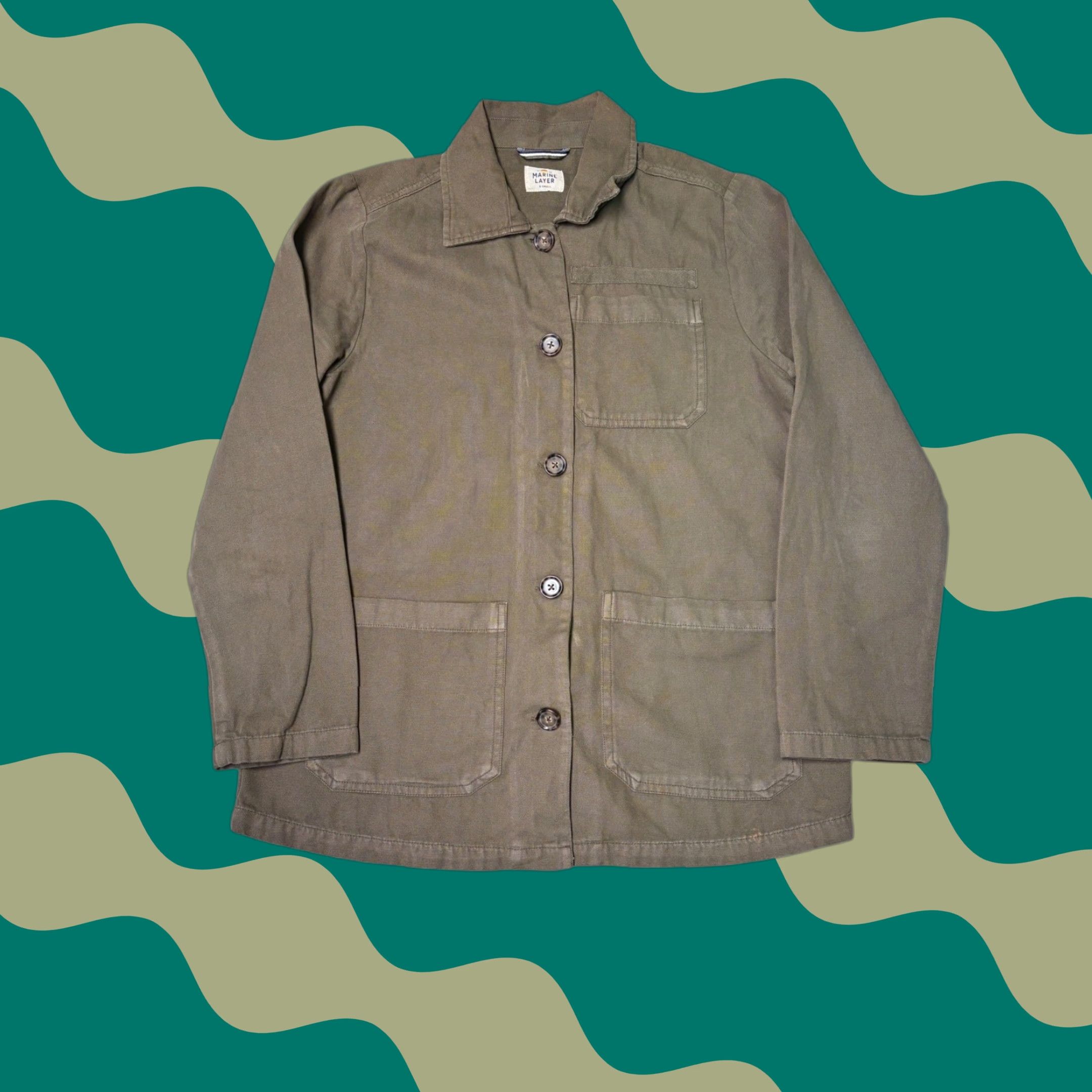 Marine Layer Mens Utility Jacket Workwear Canvas Olive Green XS