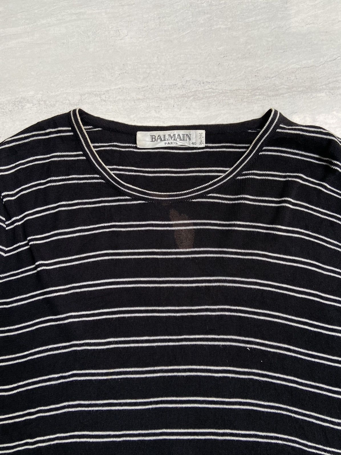 Balmain BALMAIN PARIS Striped Long Sleeve T-shirt Size US S / EU 44-46 / 1 - 9 Thumbnail