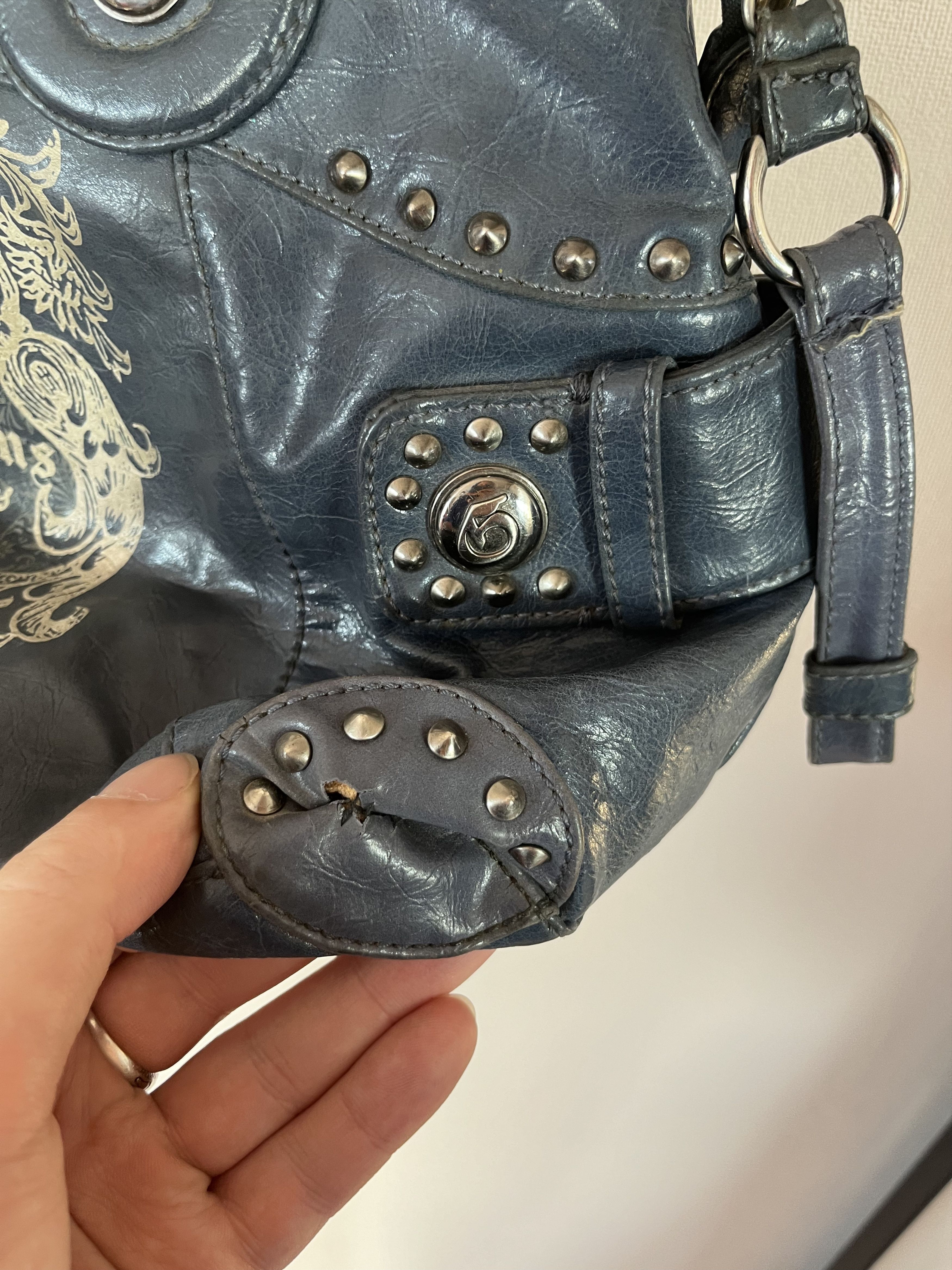 Guess Guess Jeans Y2K Studded Shoulder Bag Blue Vintage Logo Purse Size ONE SIZE - 6 Thumbnail