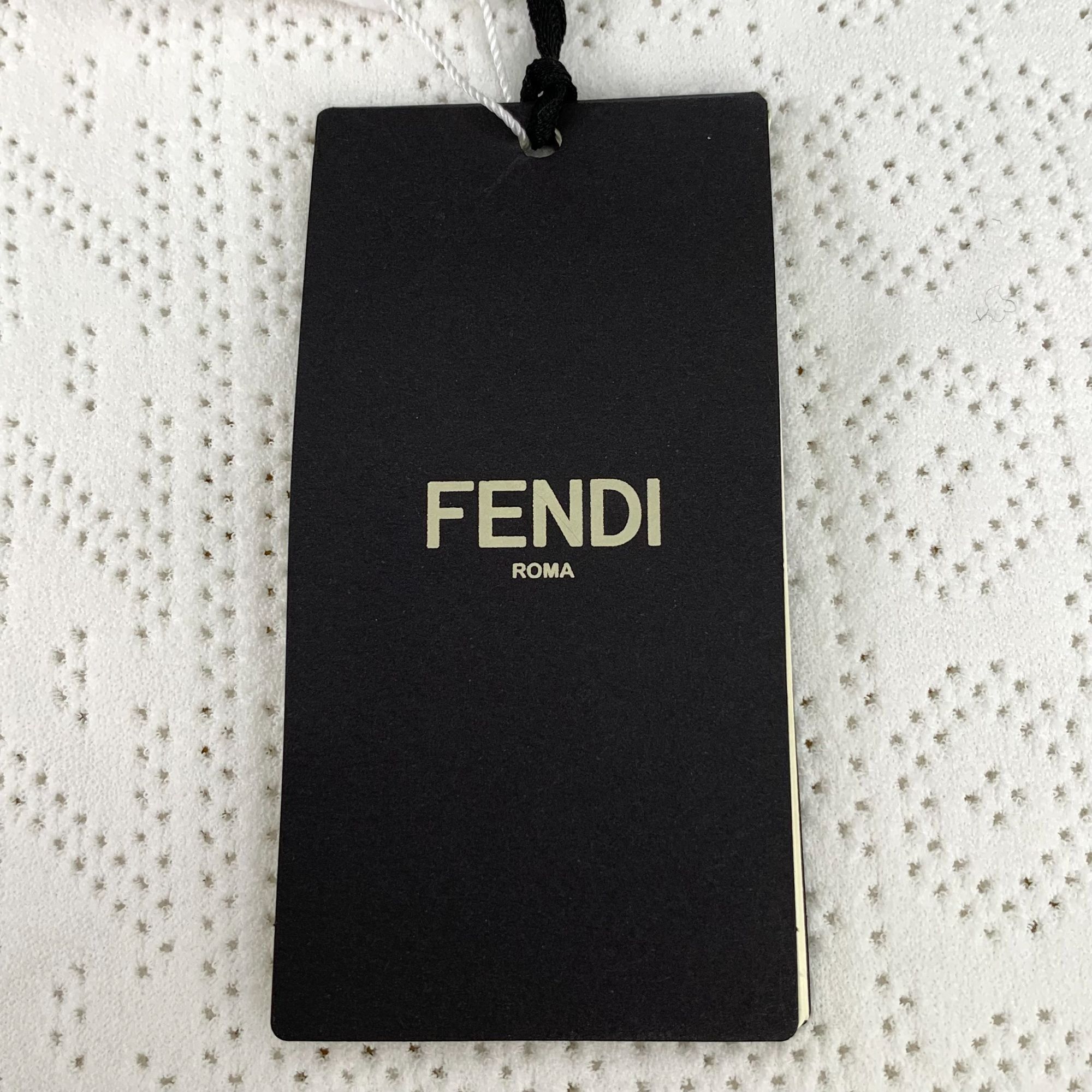 Fendi Fendi White Perforated Logo Long Sleeve Top High Collar Wome Size S / US 4 / IT 40 - 5 Thumbnail