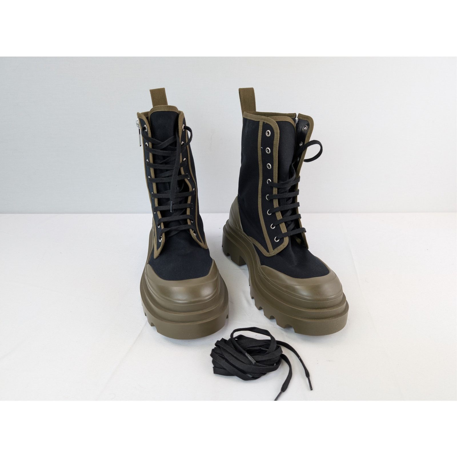 Bottega Veneta o1rshd1 Canvas Lace up Boots in Black Size US 10 / EU 43 - 7 Thumbnail