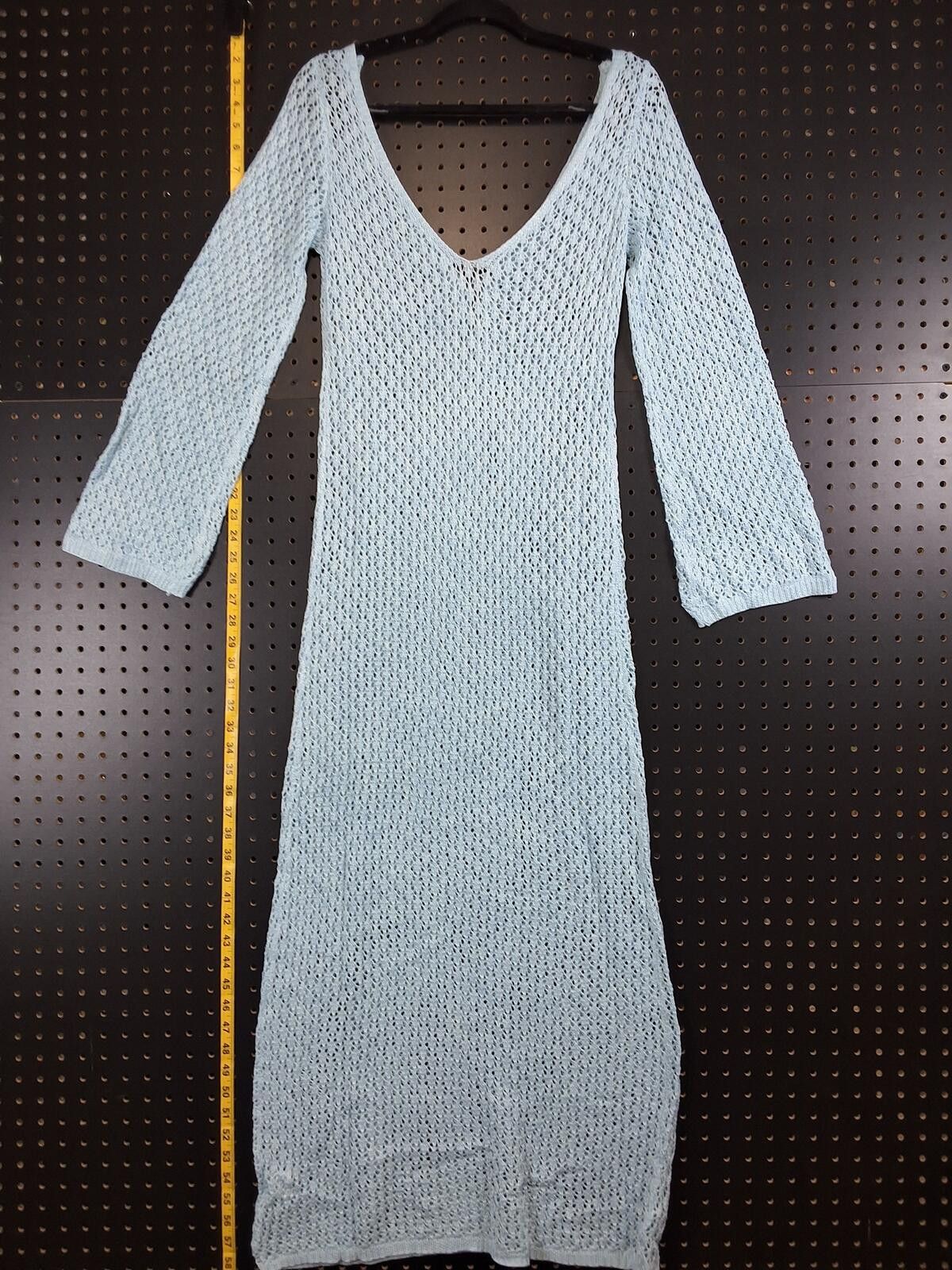 The Unbranded Brand Elegant Light Blue Knit Maxi Dress with Button Detail Large Size L / US 10 / IT 46 - 4 Thumbnail