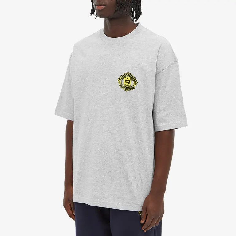 Balenciaga o1mle1024 Crest Logo T-Shirt in Heather Grey Size US XL / EU 56 / 4 - 2 Thumbnail