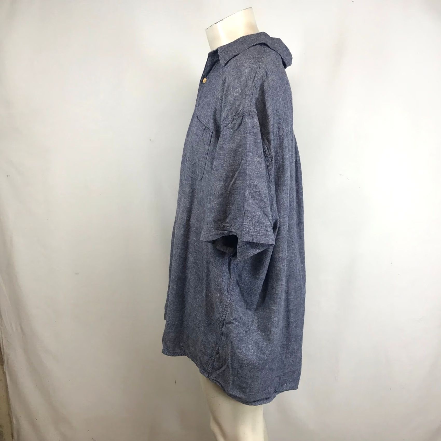 Vintage Even Tide Shirt Mens 3XL Blue Cotton Linen Short Sleeve Button-Up Regular Fit Size US XXL / EU 58 / 5 - 6 Thumbnail