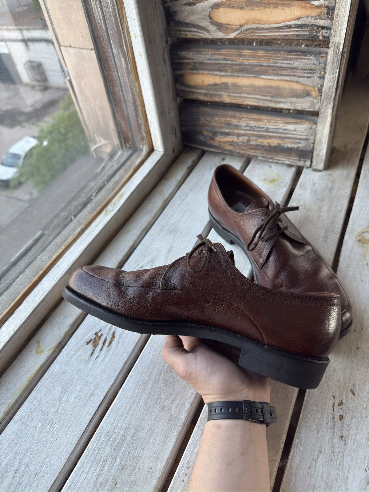 Bally × Designer Made in Italy Brown Leather Derby Shoes – Minimalist Formal Size US 10 / EU 43 - 3 Thumbnail