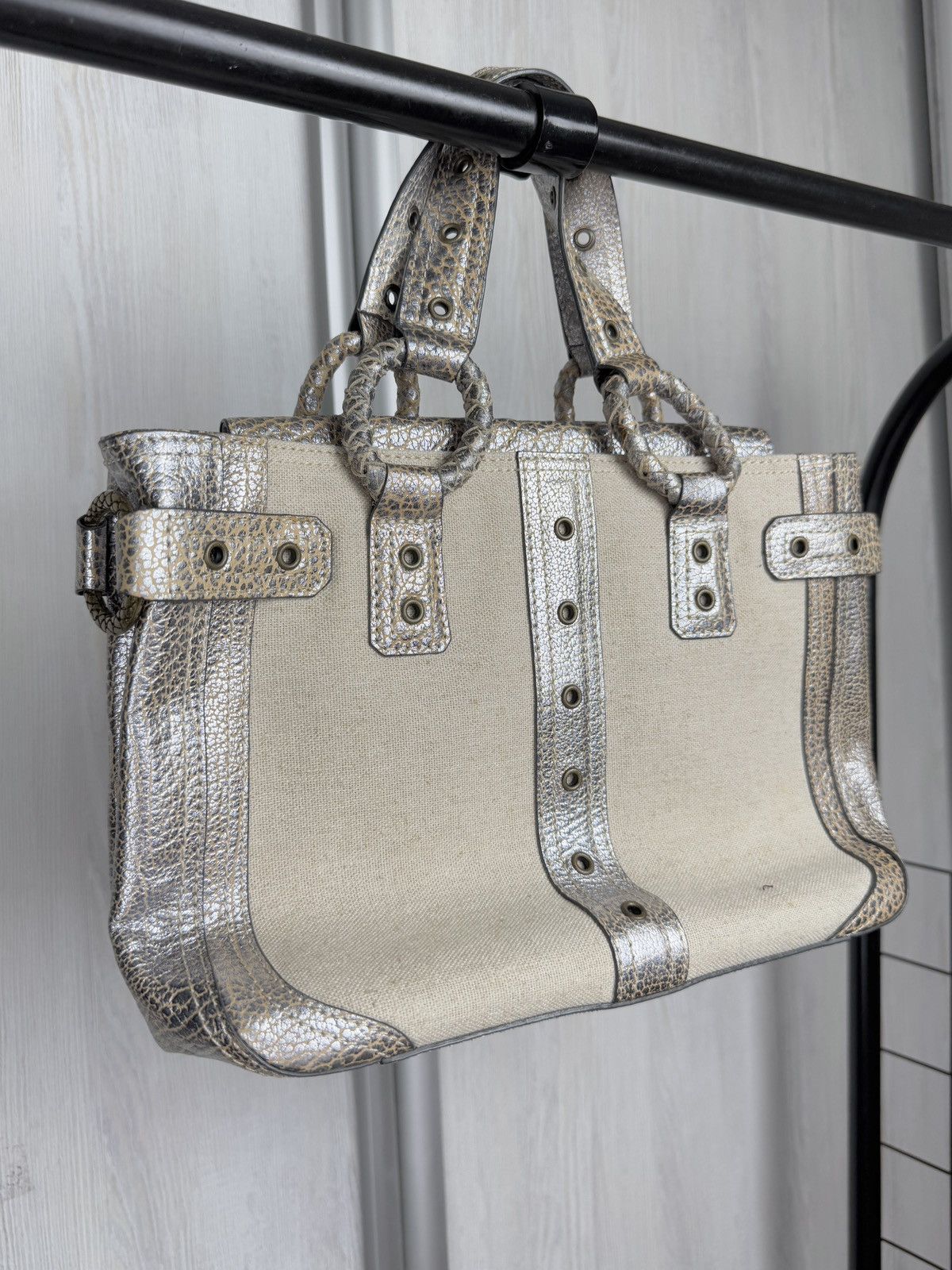 Just Cavalli Just Cavalli Juta Leather Beige Silver Simonella handle bag Size ONE SIZE - 9 Thumbnail