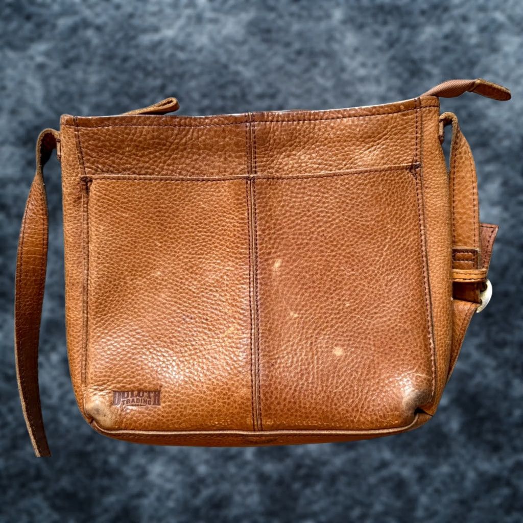 Vintage Duluth Brown Pebbled Leather Satchel Shoulder Tote Bag Crossbody Medium Unisex Adults Leather Adjustable Strap Size ONE SIZE - 1 Thumbnail