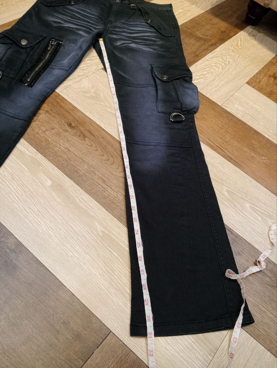 LOWBOX JAPANESE LOWBOX WASHED BLACK FLARED CARGO PANTS Size US 32 / EU 48 - 11 Thumbnail