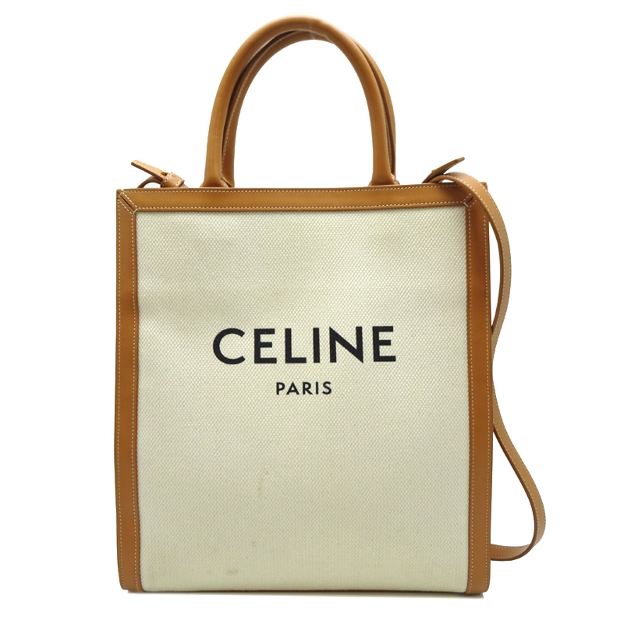Celine Vertical Cabas Small 2-Way Tote Bag Women's/Men's 192082 Coated Canvas White