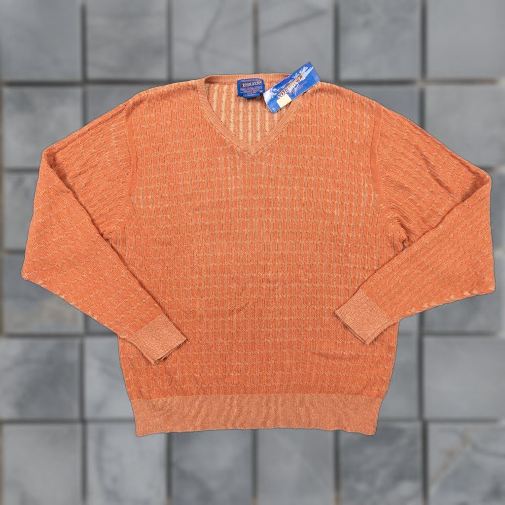 Pendleton VINTAGE Pendleton Sweater Shirt Adult M Orange V-Neck Knit Pullover Oversized Mens Size M Size US M / EU 48-50 / 2 - 1 Thumbnail