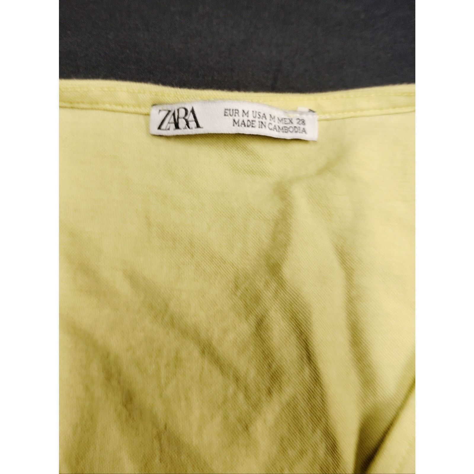 Zara Zara Bright Neon Green Yellow Tie-Front V NeckTop Size M / US 6-8 / IT 42-44 - 3 Thumbnail
