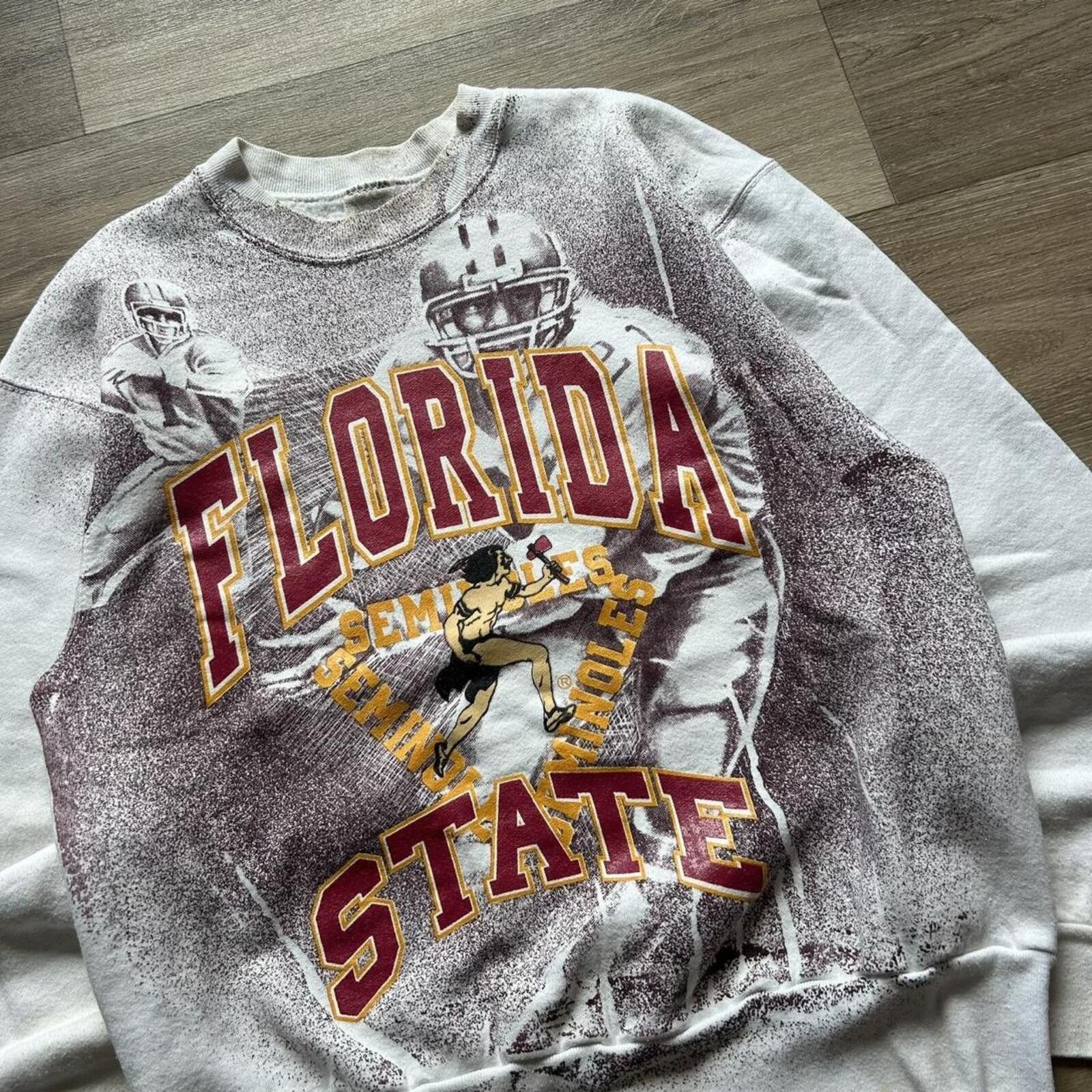 Fruit Of The Loom Vintage 90’s FSU Football AOP Crewneck Sweatshirt L rare Size US L / EU 52-54 / 3 - 2 Thumbnail