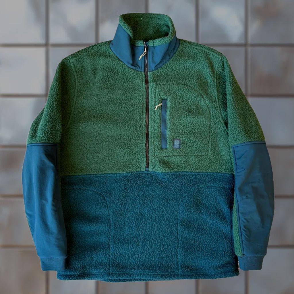 Topo Designs Topo Designs Mountain Fleece Pullover Green Large 1/2 Zip Jacket Outerwear Mens L Regular Fit All Seasons Insulated) Size US L / EU 52-54 / 3 - 1 Thumbnail