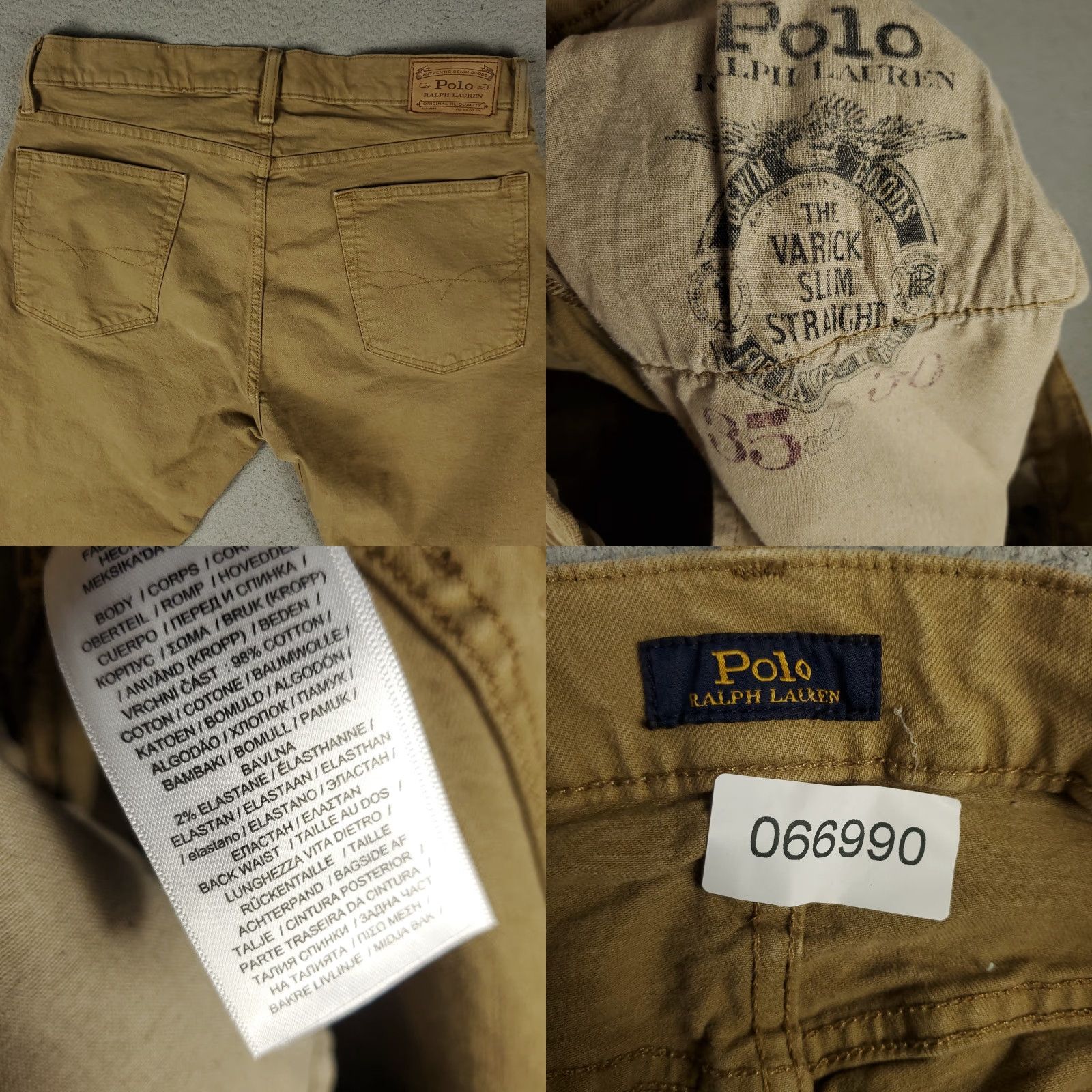 Polo Ralph Lauren Ralph Lauren Jeans Mens 35x27 Varick Slim Straight Leg Denim Pants Beige Brown cord Beige Size US 35 - 8 Thumbnail