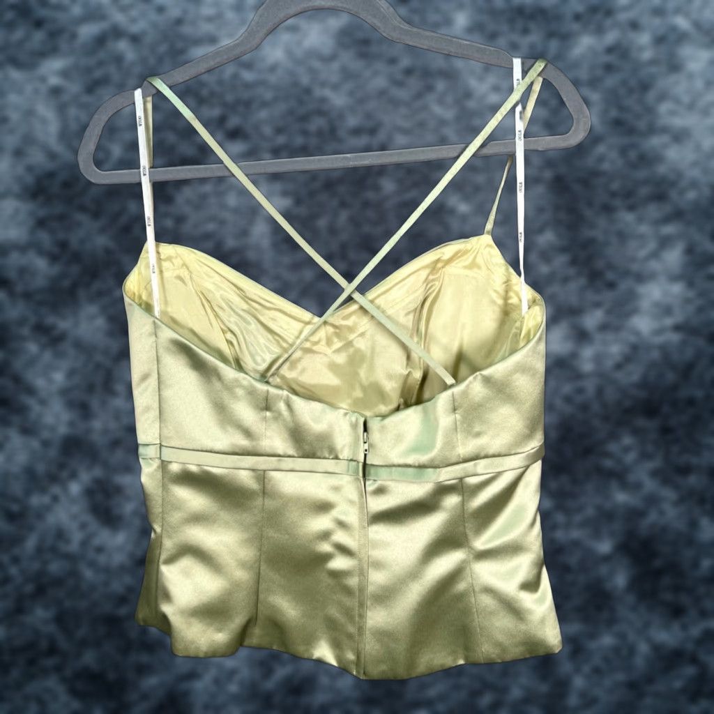 Vintage WTOO Blouse Womens Size 10 Light Green Satin Strappy Top - Sleeveless Polyester Acetate Shirt Casual Spring Summer New with Tags Women Mens Girls Size L / US 10 / IT 46 - 1 Thumbnail