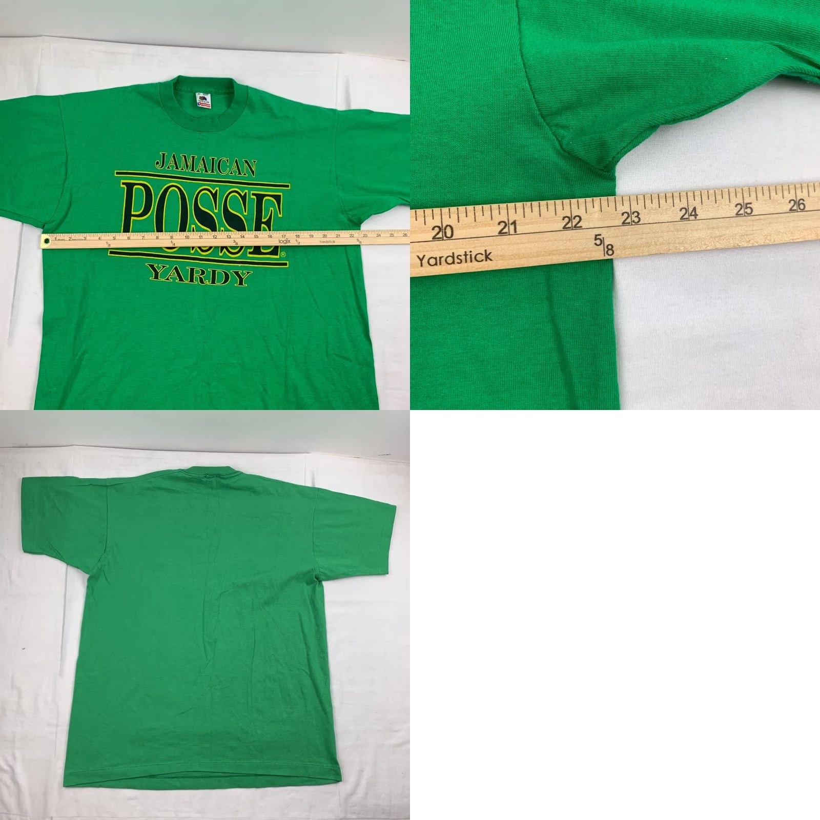 Fruit Of The Loom VINTAGE Fruit of the Loom Jamaican Yardy Posse T-Shirt Adult XL Short Sleeve Crew Neck Green 90s Tropical Mens Size US XL / EU 56 / 4 - 8 Thumbnail
