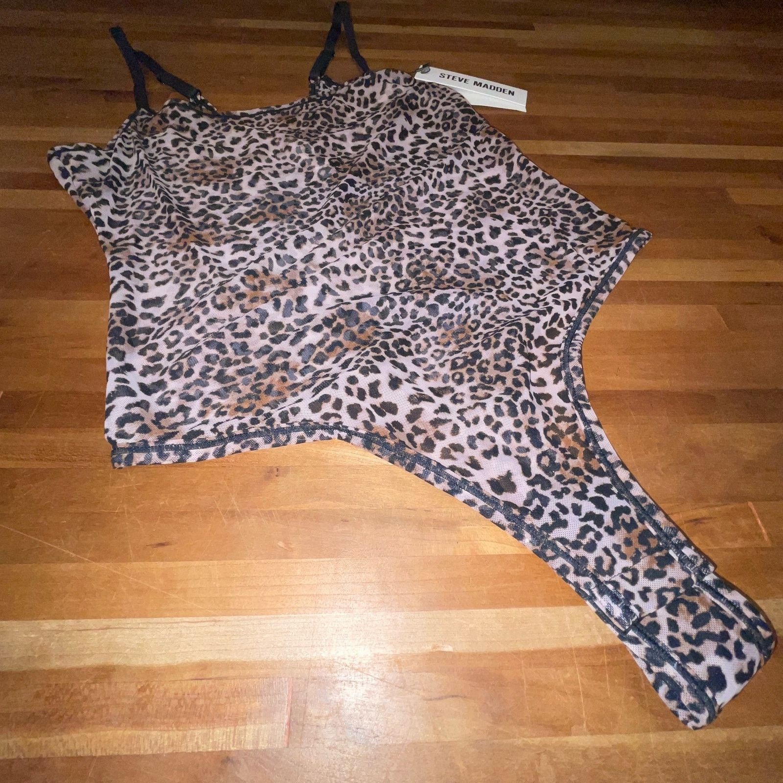 Steve Madden Steve Madden Women's Sheer Mesh Thong Bodysuit Leopard Size M / US 6-8 / IT 42-44 - 5 Thumbnail