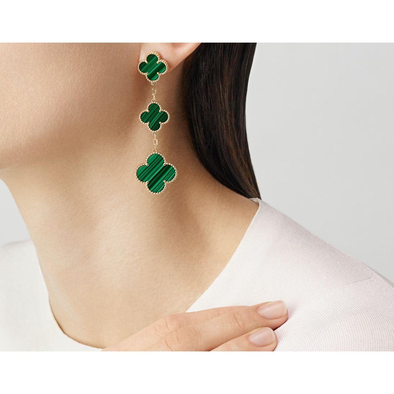 Van Cleef & Arpels Van Cleef Alhambra Earrings 3 Motifs Malachite Green Gold Size ONE SIZE - 10 Thumbnail