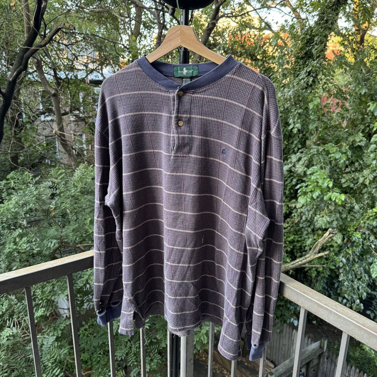 Vintage Thrashed Faded Distressed Henley Shirt ERD Grunge Chrome Size US XL / EU 56 / 4 - 1 Thumbnail