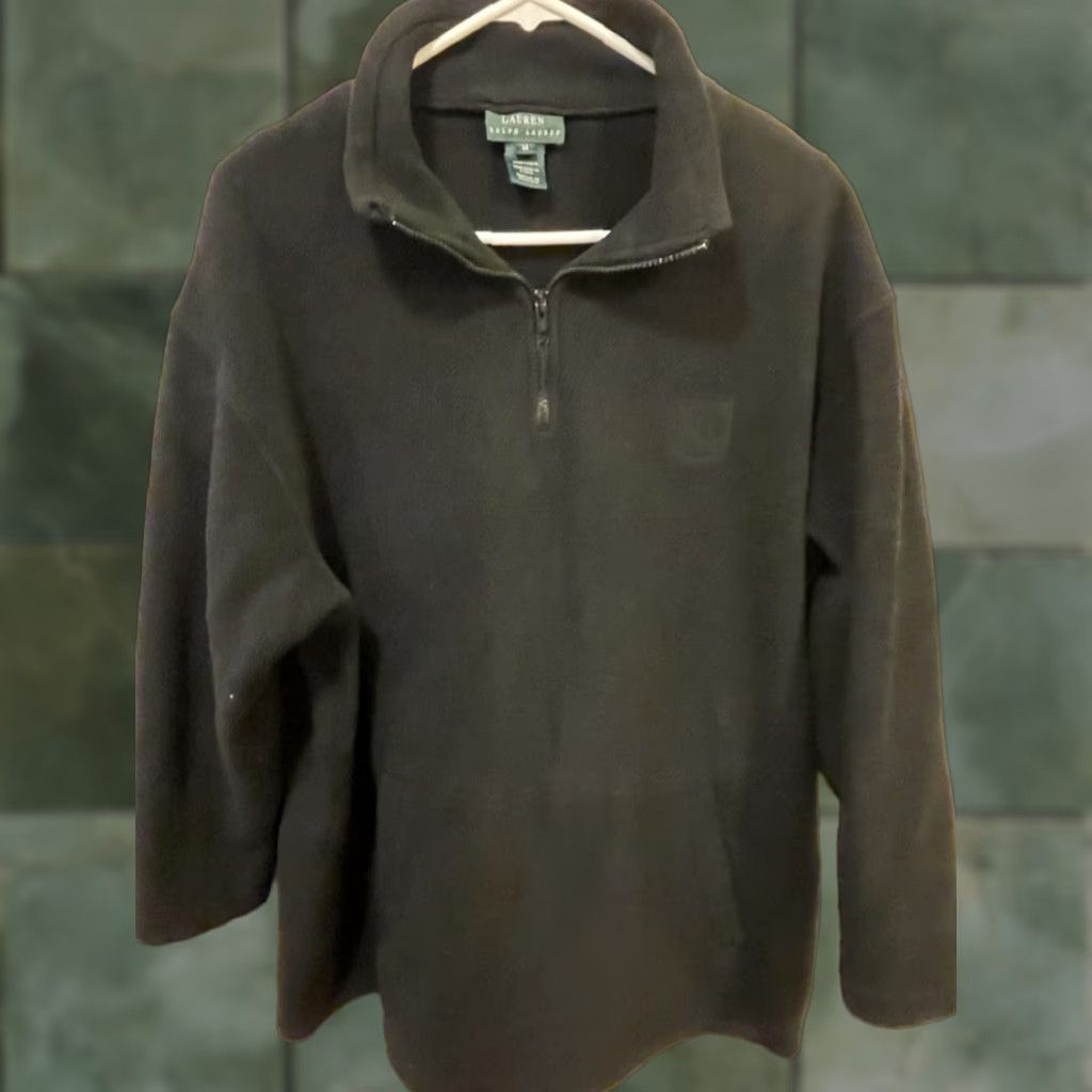 Ralph Lauren VINTAGE Lauren Ralph Lauren Black Fleece Jacket M Women Short Zipper Fleece Jacket Size M / US 6-8 / IT 42-44 - 1 Thumbnail