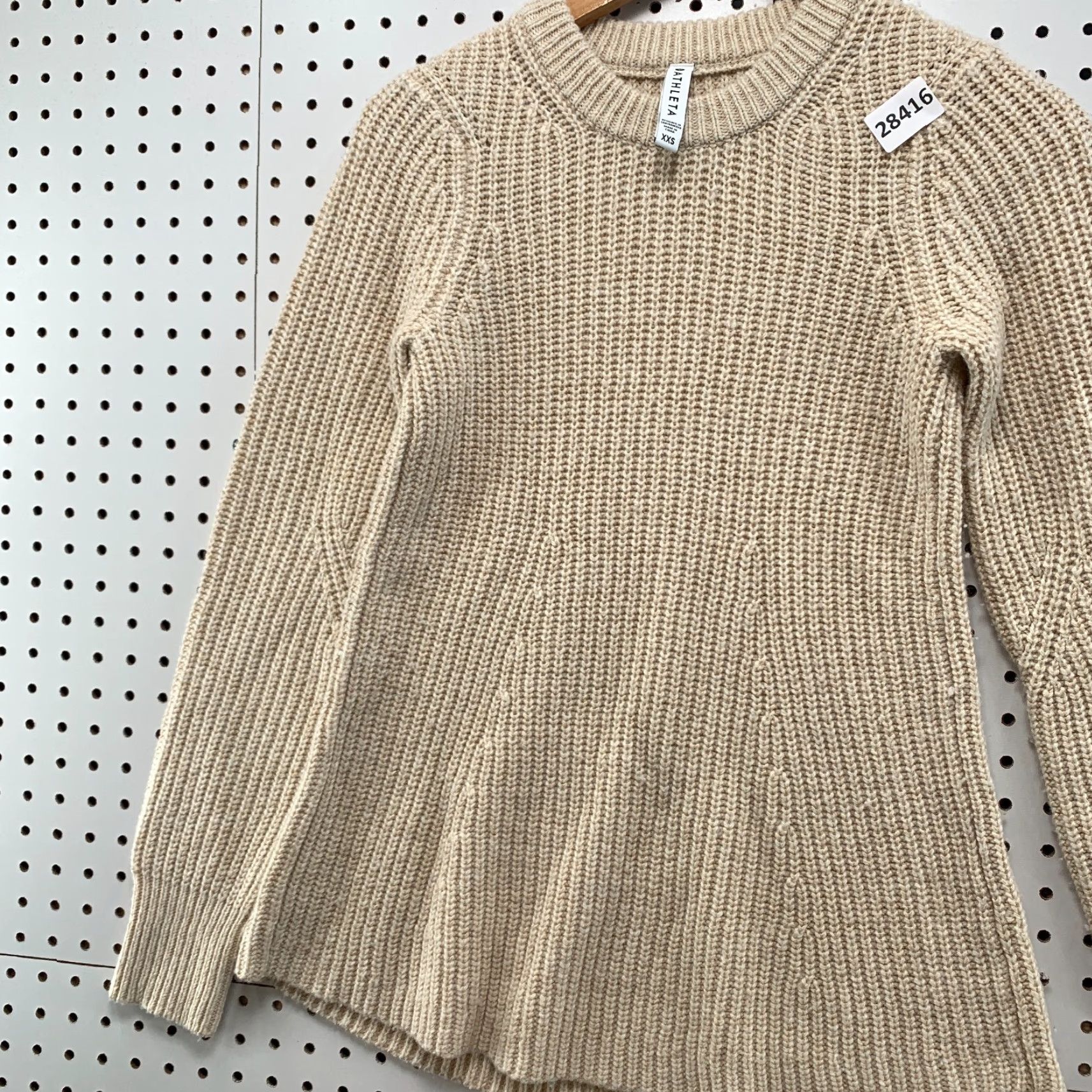 Athleta VINTAGE Athleta Wool Blend Sweater Ivory Waffle Knit Long Sleeve Pullover Womens 2XS Size XXS / US 00 / IT 34 - 3 Thumbnail