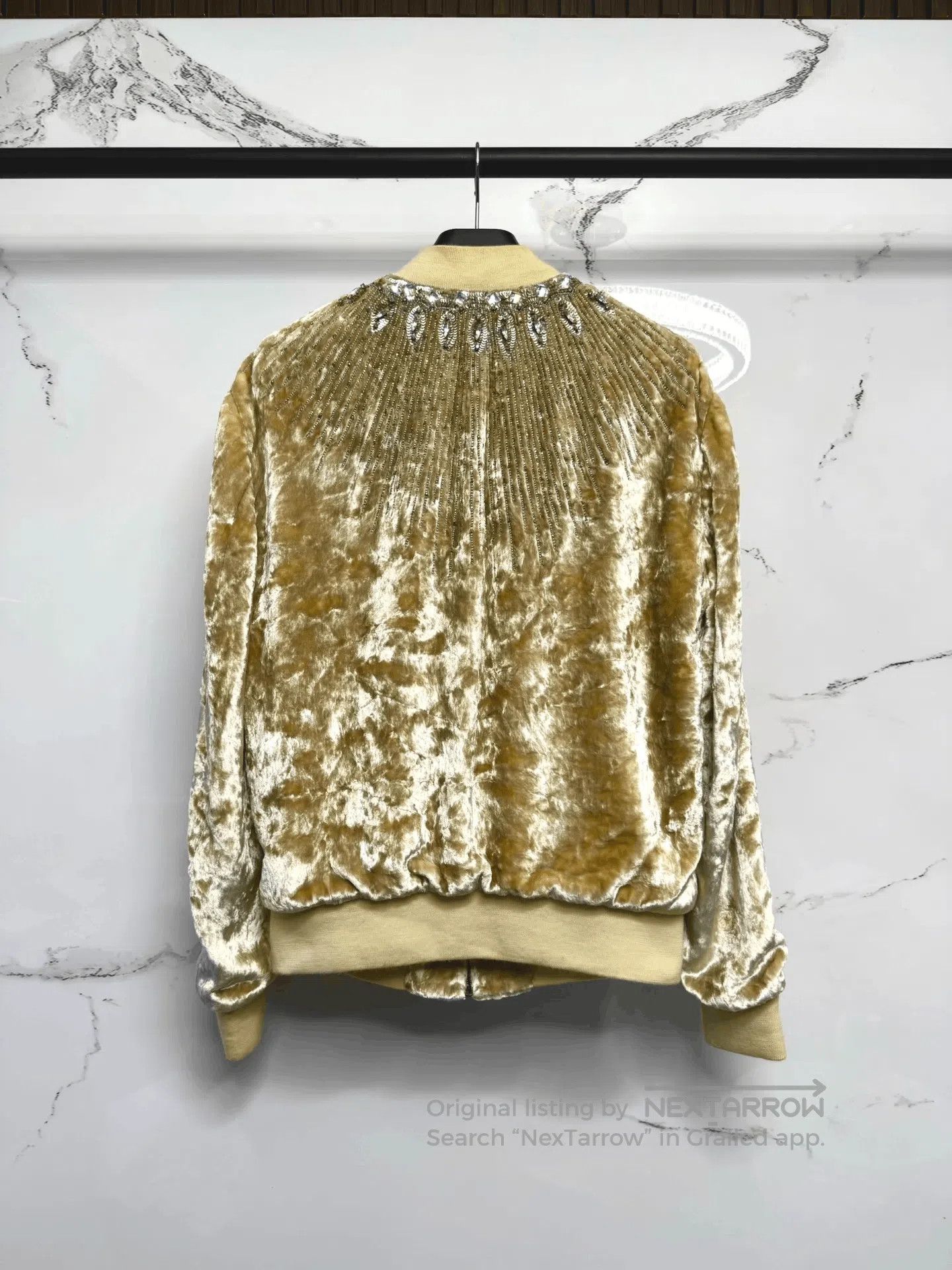 Saint Laurent Paris luxurious velvet bomber jacket with rhinestones. Size M / US 6-8 / IT 42-44 - 4 Thumbnail