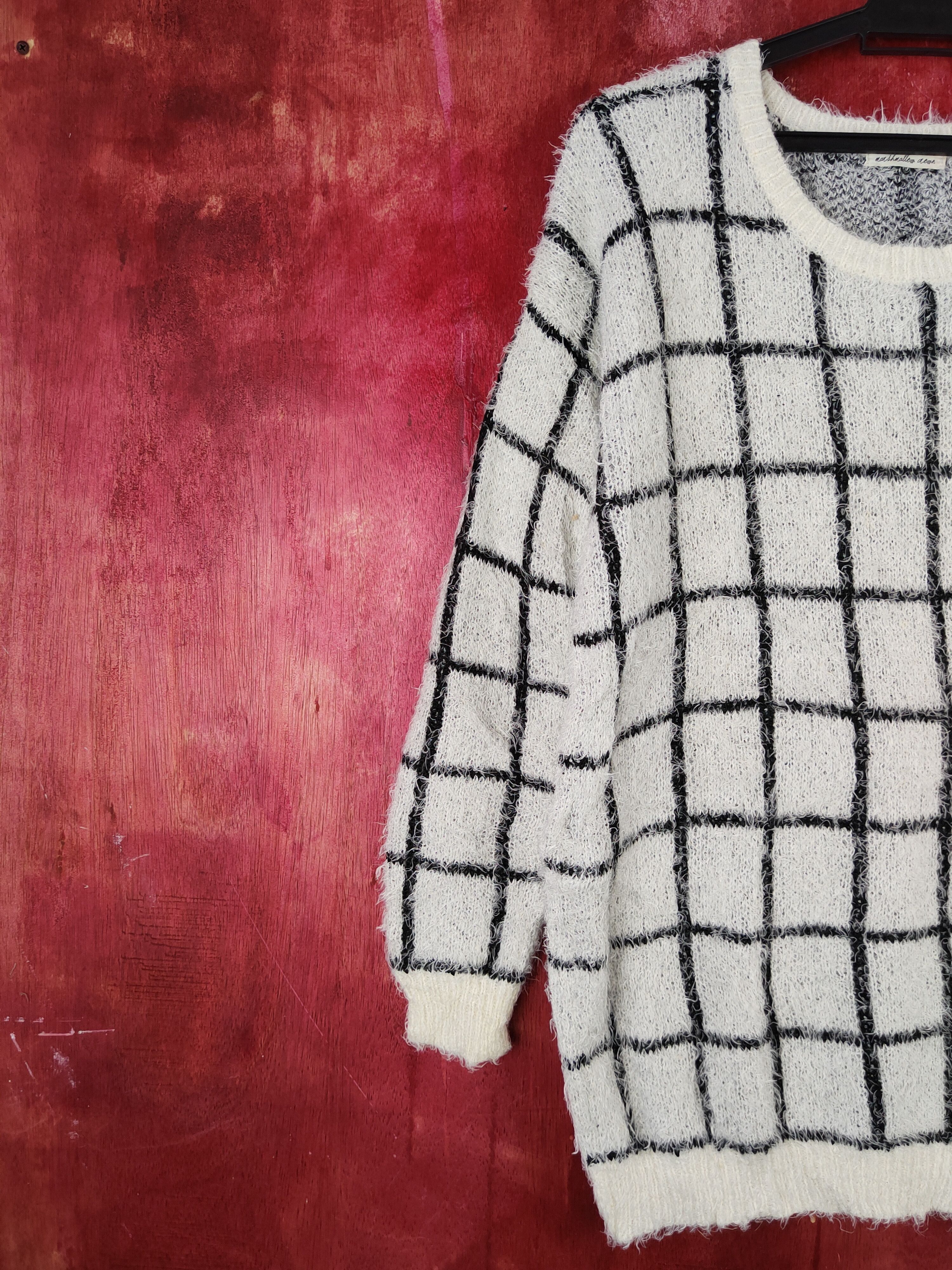 Homespun Knitwear × Japanese Brand × Vintage Japan Black Cream Shag Shaggy Fur Mohair Knitwear #S1907 Size M / US 6-8 / IT 42-44 - 3 Thumbnail