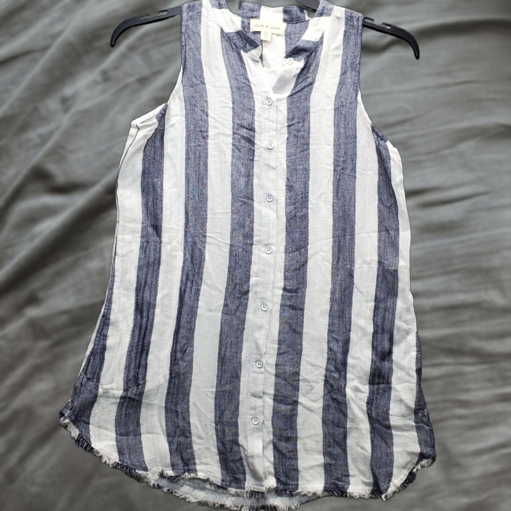 CLOT Cloth & Stone Shirt Womens Size XS Multicolor Striped Sleeveless Button-Front Rayon Top Size XS / US 0-2 / IT 36-38 - 1 Thumbnail