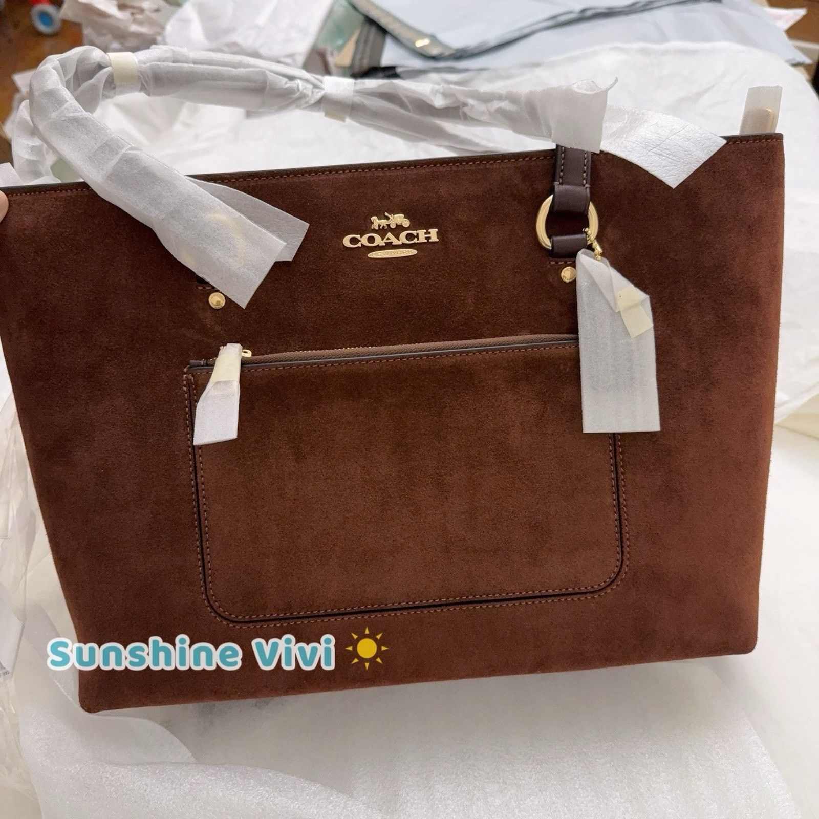 Coach NWT COACH CCC77 Station Tote Bag suede, Vintage Brown Size ONE SIZE - 6 Thumbnail