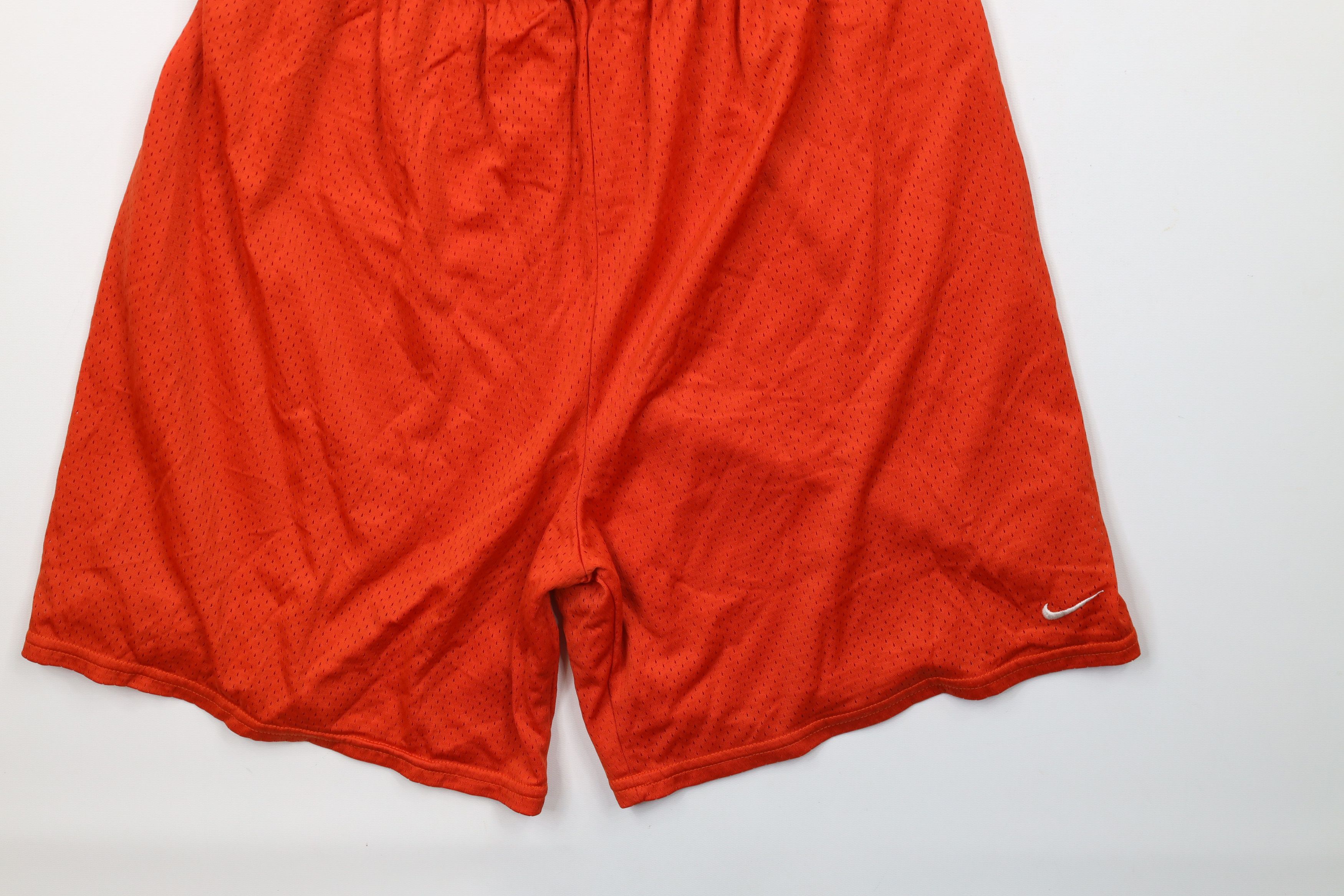 Nike × Vintage Vintage 90s Nike Mini Swoosh Above Knee Mesh Shorts Orange Size US 32 / EU 48 - 4 Thumbnail