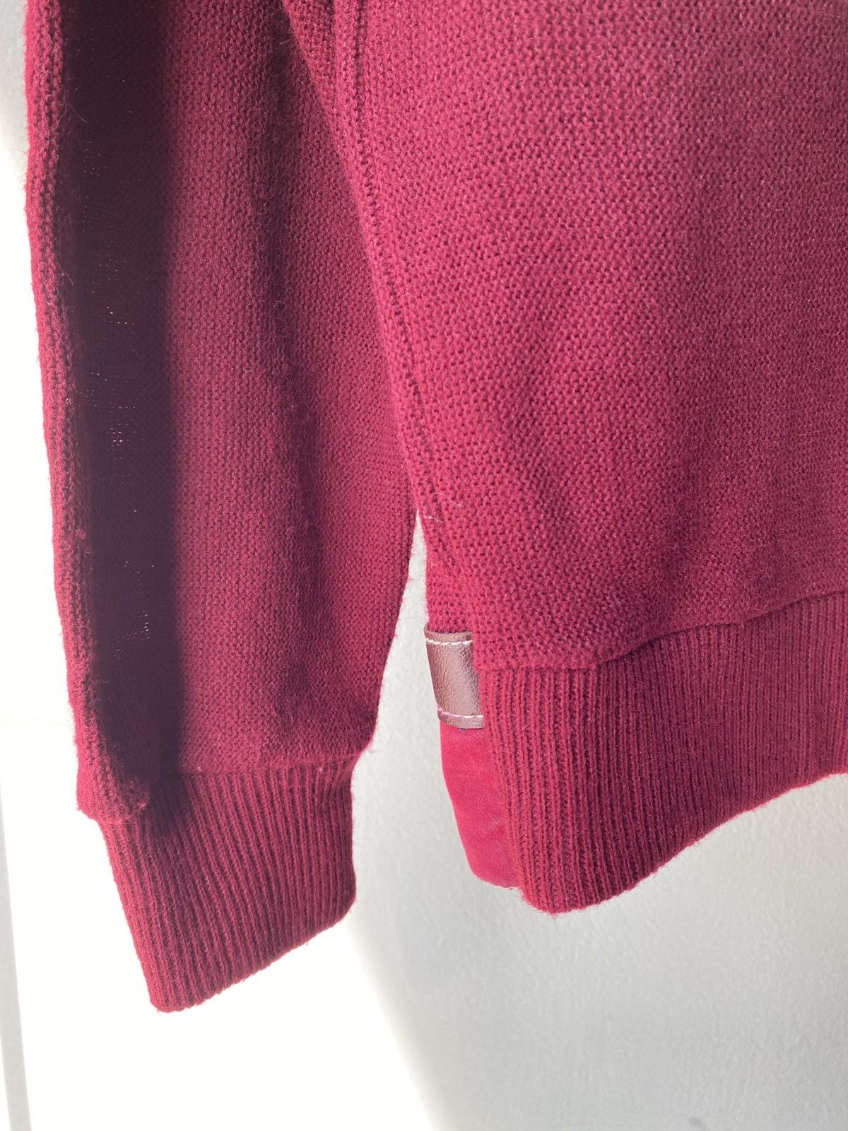 Vintage VIRGIN ORLON ACRYLIC Red Silk Shirt with Brown Leather Trim Size US S / EU 44-46 / 1 - 12 Thumbnail