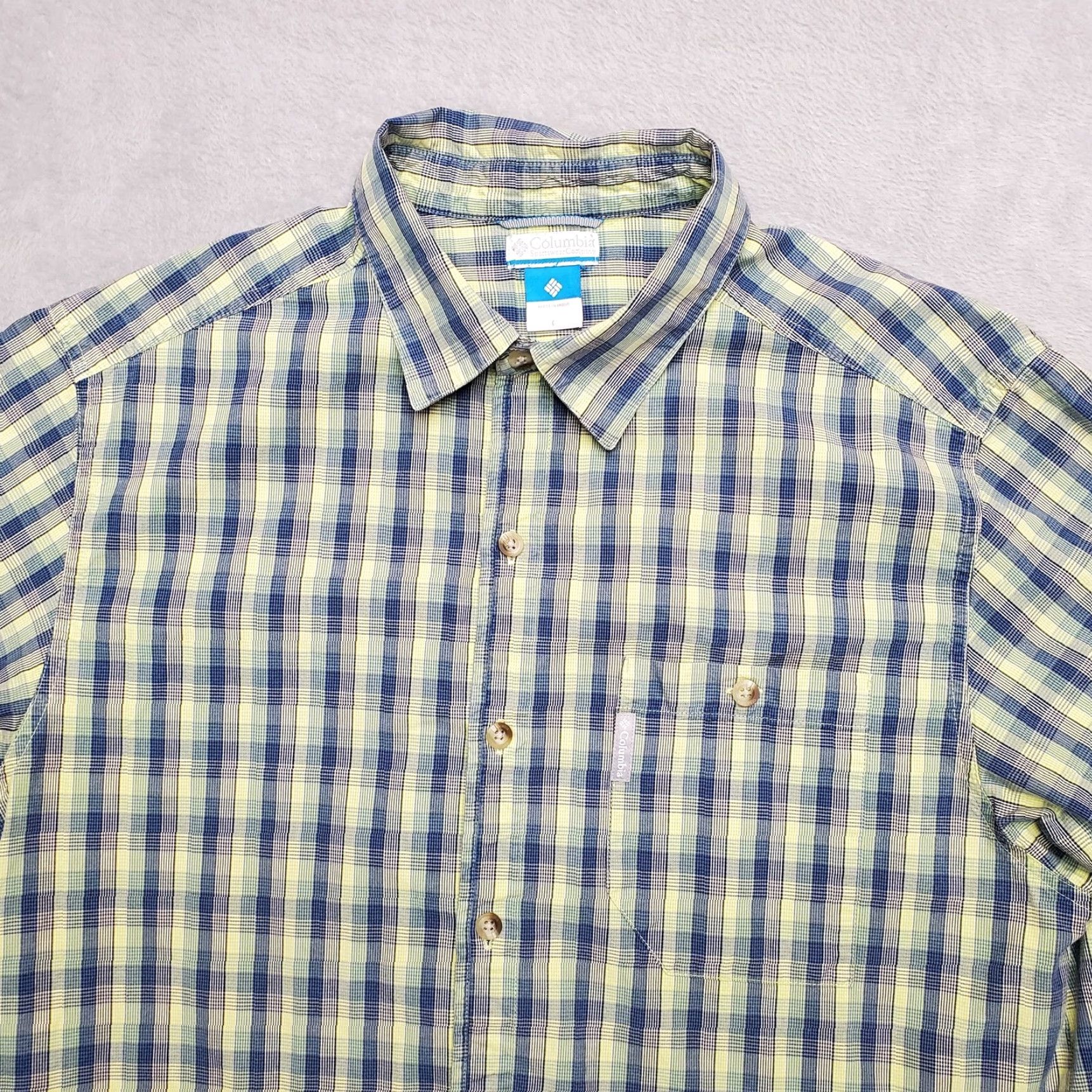 Vintage Columbia Shirt Mens Large Green Plaid Short Sleeve Cotton Hiking Outdoor Button-Up Size US L / EU 52-54 / 3 - 2 Thumbnail