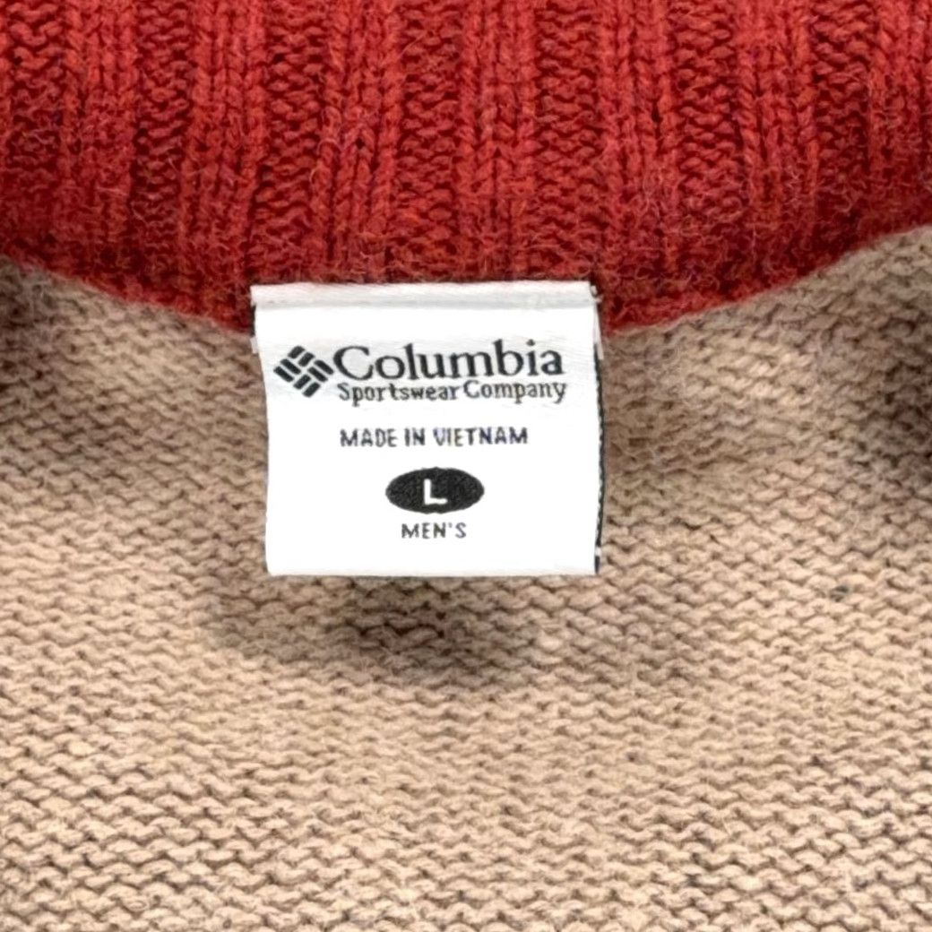 Vintage Columbia Sweater Adult LARGE Gray Brown Burnt Orange Wool Blend Quarter Zip Size US L / EU 52-54 / 3 - 5 Thumbnail