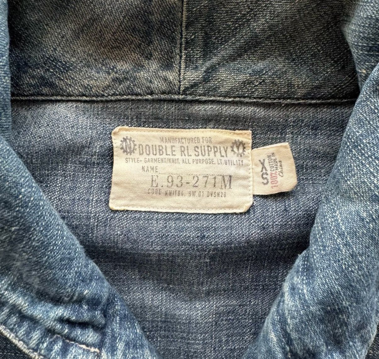 RRL Ralph Lauren Mud-Wash Distressed Denim Shirt Ralph Lauren Double RL K22 Size US S / EU 44-46 / 1 - 6 Thumbnail