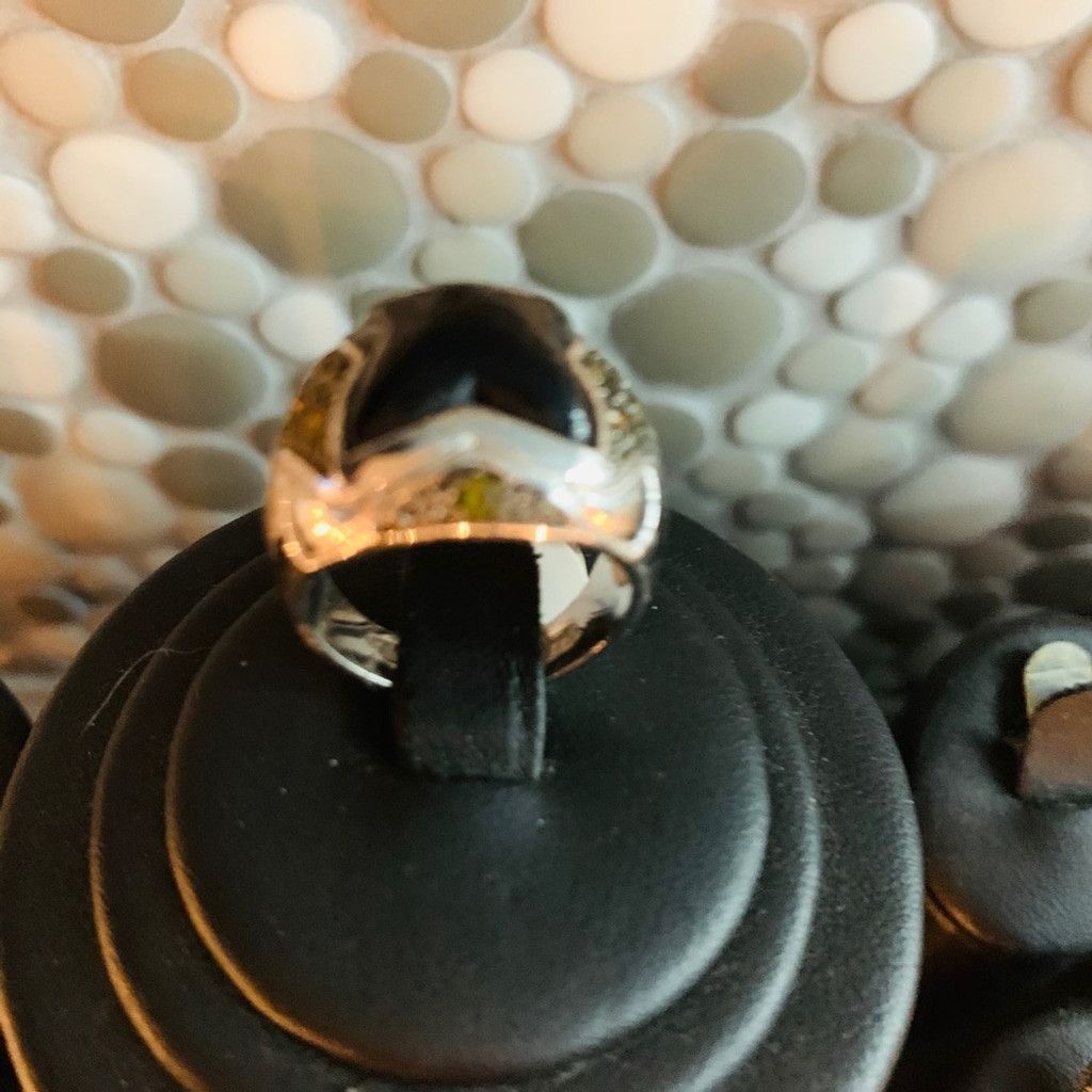 Other Sterling Silver W Black stone Ring with CZ size 8 Size ONE SIZE - 4 Thumbnail