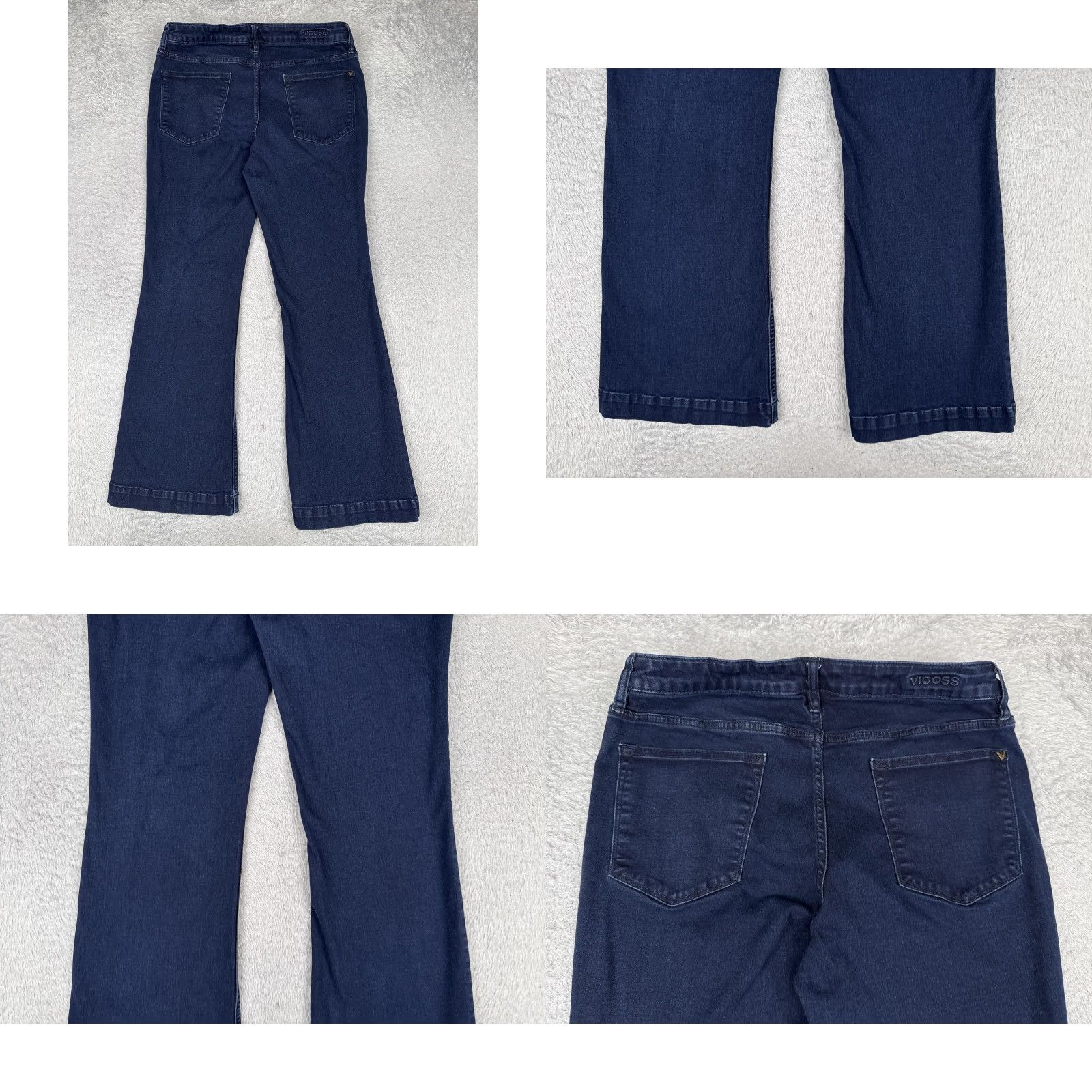 Vintage VIGOSS Jagger Flare Jeans Womens 32 Blue Dark Wash Mid Rise Stretch Denim 32x29 Jeans Womens Boys Girls Mens Size 24" / US 00 / IT 34 - 10 Thumbnail