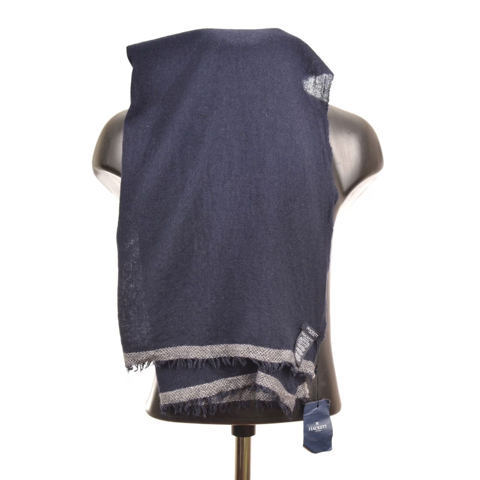 Hackett Hackett London Scarf Unisex OS Blue Viscose Wool Blend Made in Italy 10015488 188 cm x 53 cm Size ONE SIZE - 2 Thumbnail