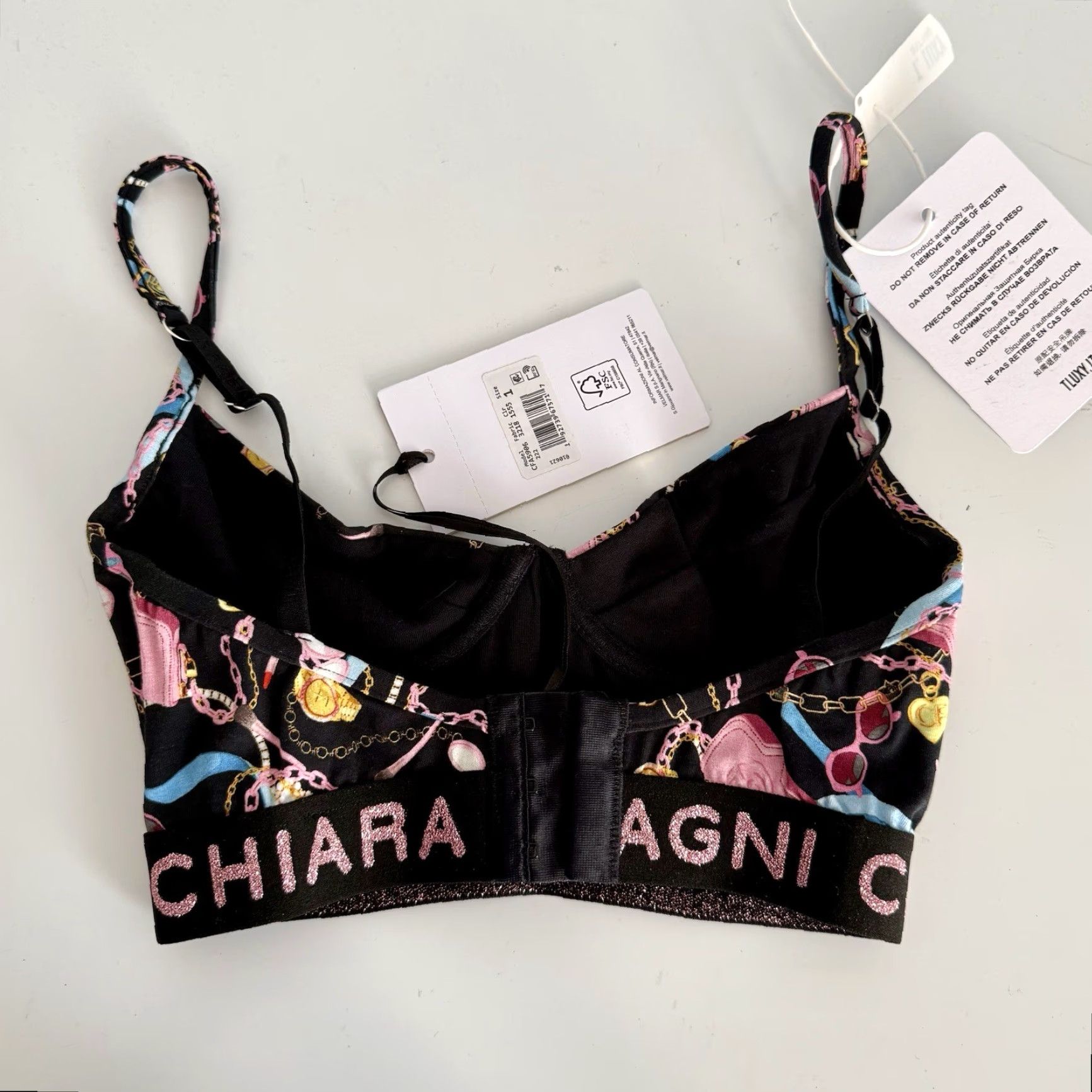 Chiara Ferragni **Chiara Ferragni Bustier Bralette Bra Black Logo Print US 32 XS** User: **Chiara Ferragni Bustier Bralette Bra Black Logo Print Size US 32 XS** Size ONE SIZE - 2 Thumbnail