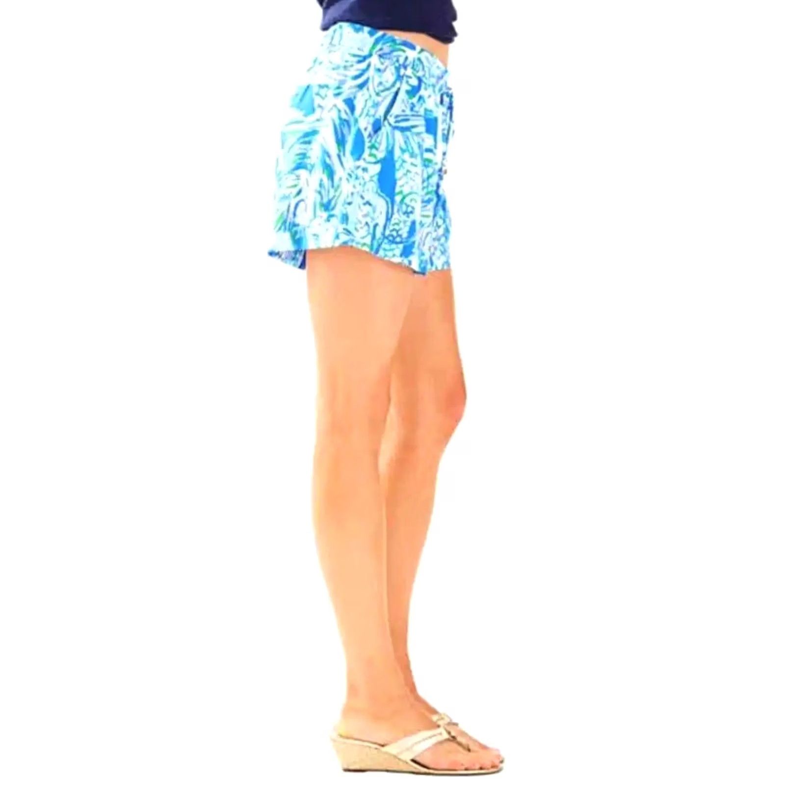 Lilly Pulitzer Lilly Pulitzer Shorts Womens S Multicolor Shades of Blue Teal Violet Katia Canopy Chaos Resort White Women Size 28" / US 6 / IT 42 - 2 Thumbnail