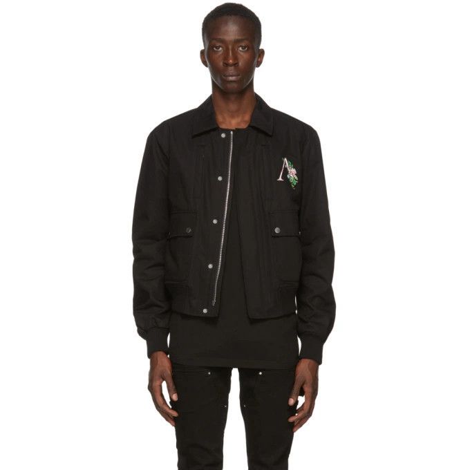 Amiri Amiri Black Floral Logo Jacket Size 50 Size US L / EU 52-54 / 3 - 2 Thumbnail