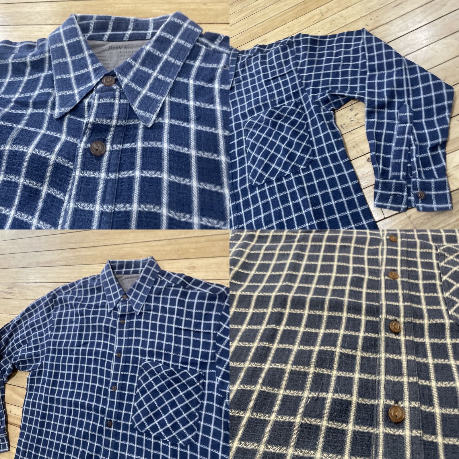 Bugle Boy VINTAGE Bugle Boy Chain Print Stitch Men M Western Equestrian Blue White Check Plaid Shirt Size ONE SIZE - 9 Thumbnail