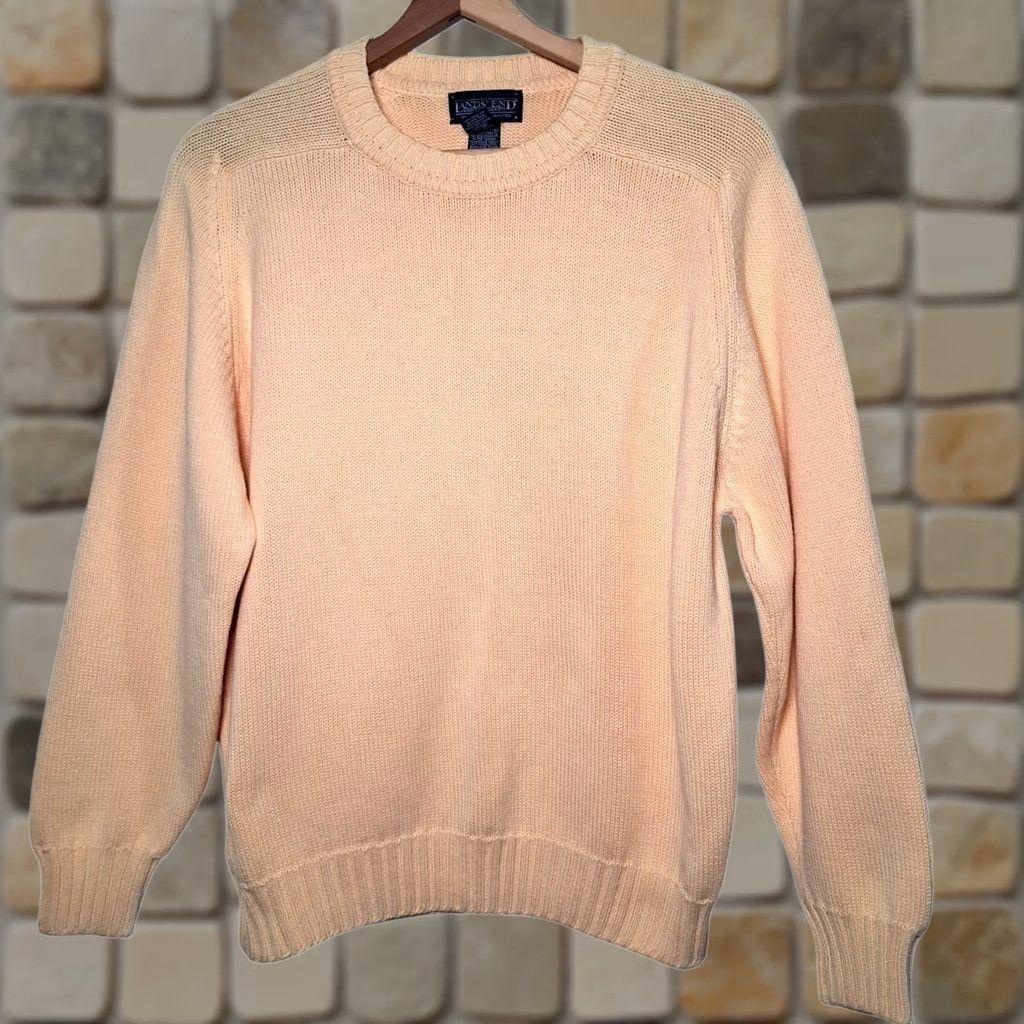 Lands' End VINTAGE Lands' End Sweater Women Medium Yellow Crewneck Pullover Classic Cotton USA Size M / US 6-8 / IT 42-44 - 1 Thumbnail