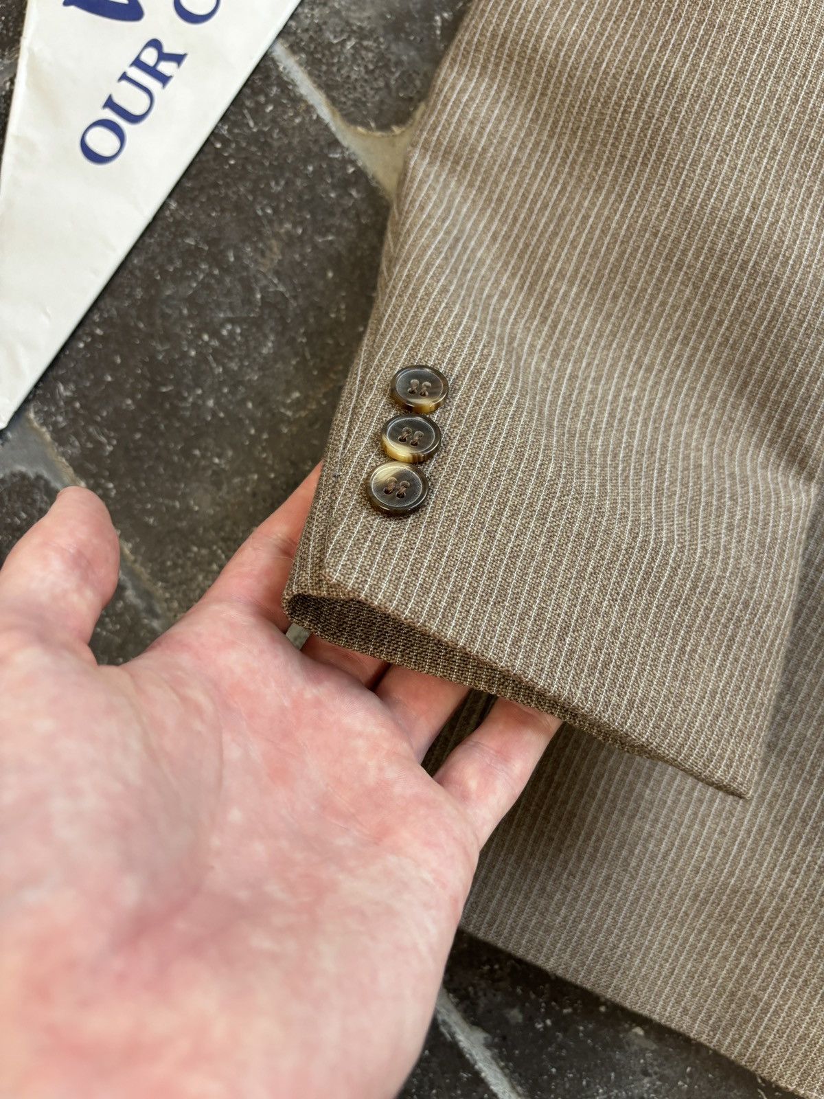 Vintage Vintage Wool Suit Brown Stripe Two Piece 2pc Matching Set Size 40L - 9 Thumbnail