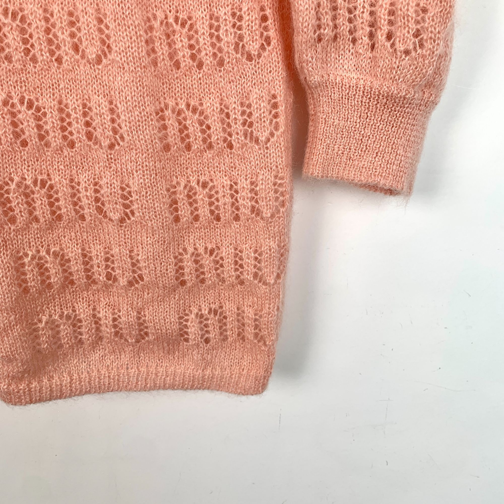 Miu Miu Miu Miu Womens Peach Hollow Logo Knit Mohair Blend Short Sle Size S / US 4 / IT 40 - 6 Thumbnail