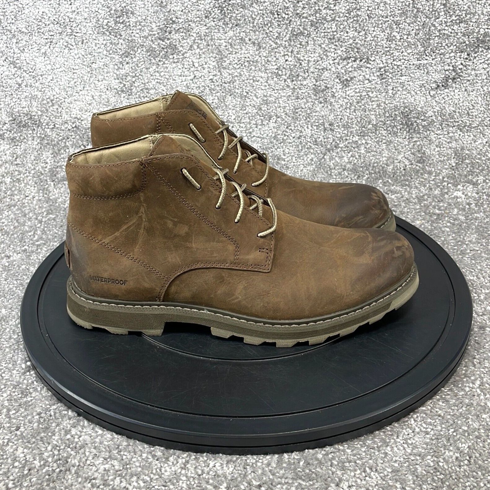 image of Sorel Boots Men's Size 8.5 Madson Ii Round Toe Lace Up Chukka Brown Leather in White