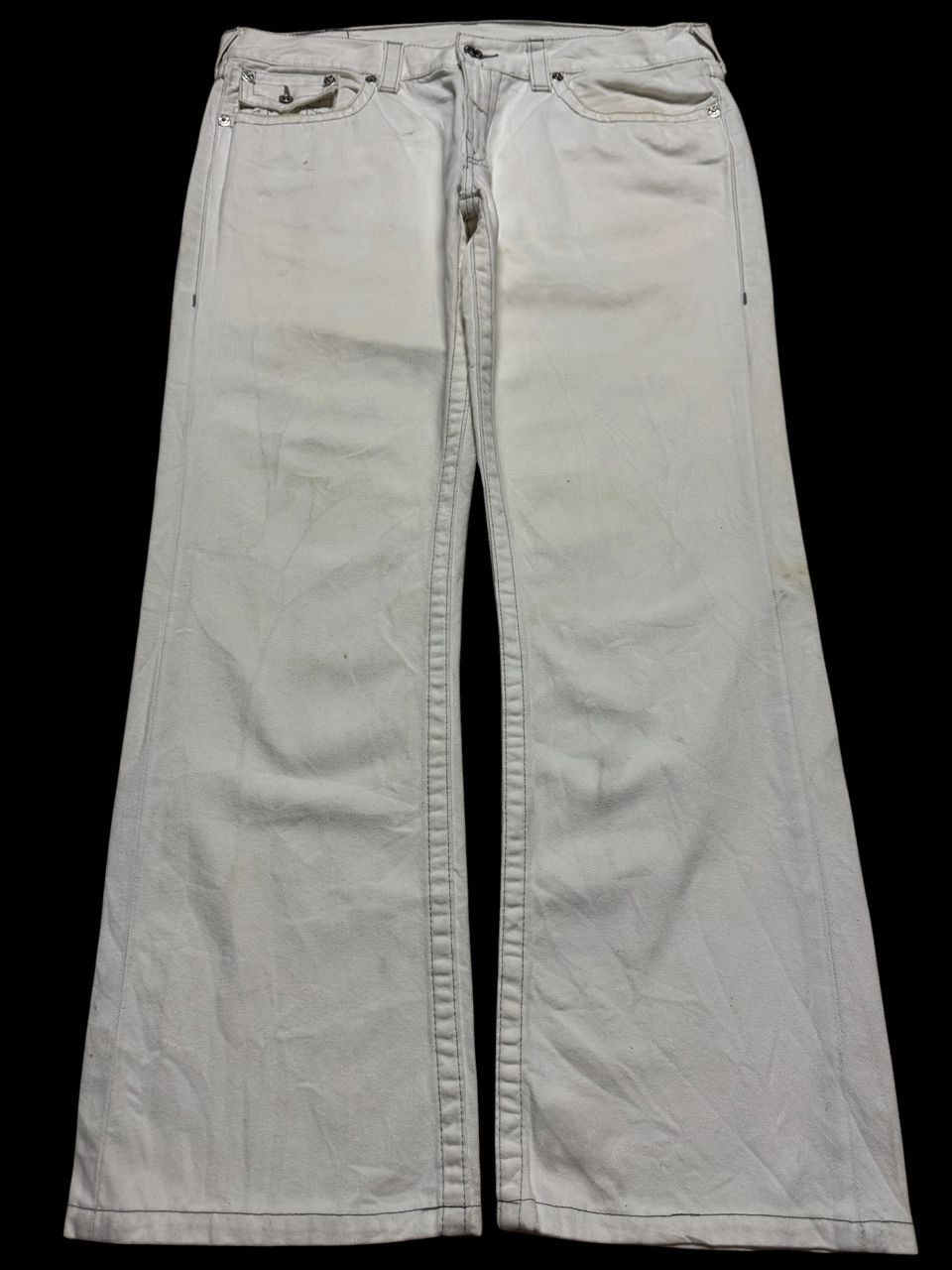 True Religion 💥BigSize💥Y2K True Religion Straight Sick Thrashed White Jean Size US 38 / EU 54 - 3 Thumbnail