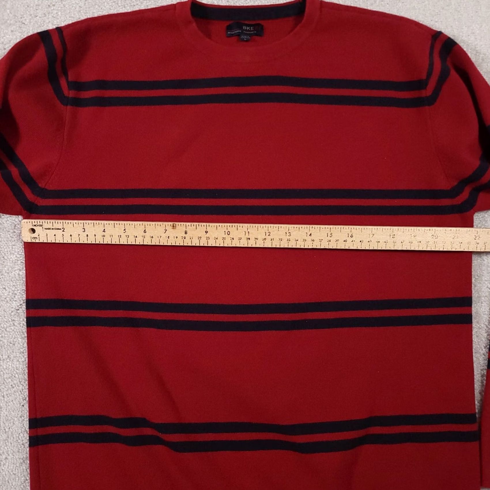 Vintage VINTAGE Buckle BKE 67 Mens Large Red Striped Pullover Sweater Crew Neck Knit Size US L / EU 52-54 / 3 - 5 Thumbnail